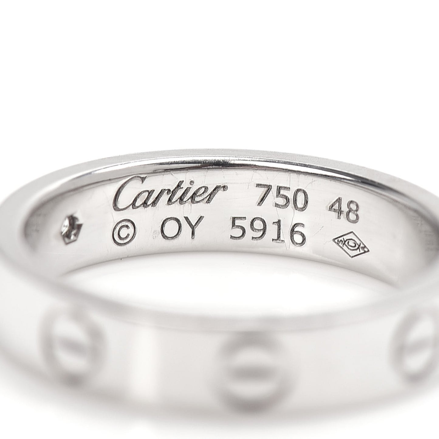 18K White Gold Diamond 4mm LOVE Wedding Band Ring 48 4.5