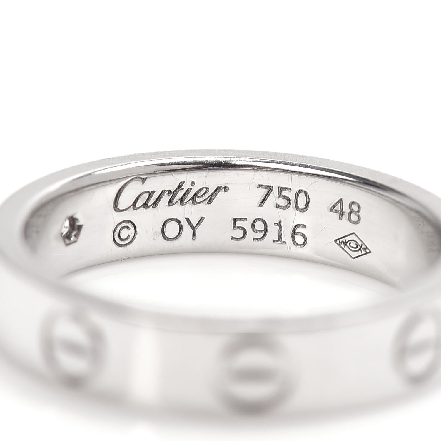 Cartier 18K White Gold Diamond 4mm LOVE Wedding Band Ring 48 4.5 4 of 4