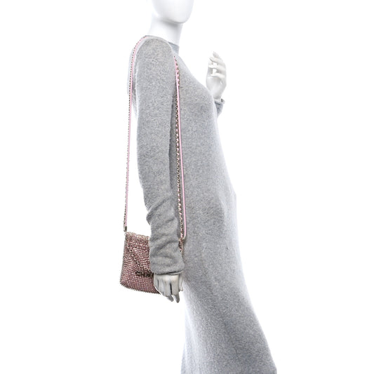 Crystal Embellished Metallic Lambskin Mini Chanel 22 Pink