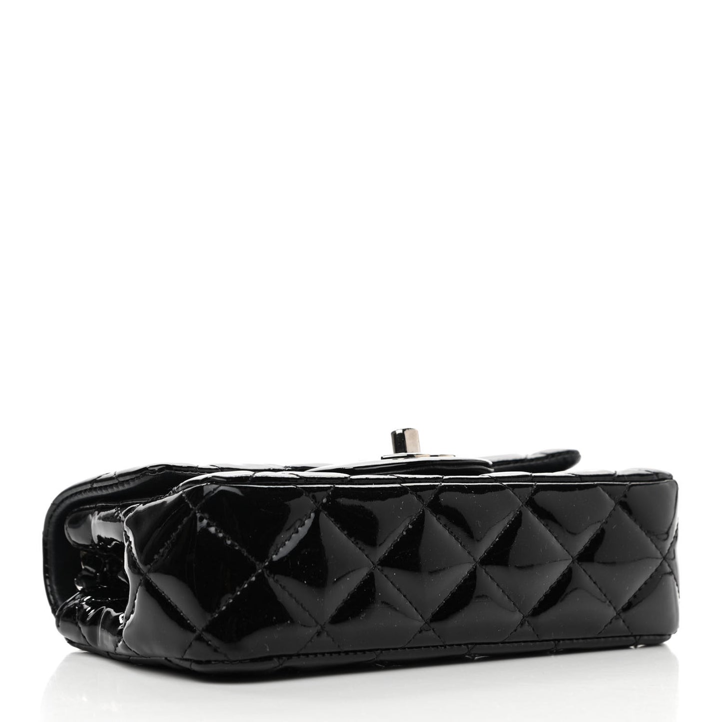 Patent Calfskin Quilted Extra Mini Rectangular Flap Black