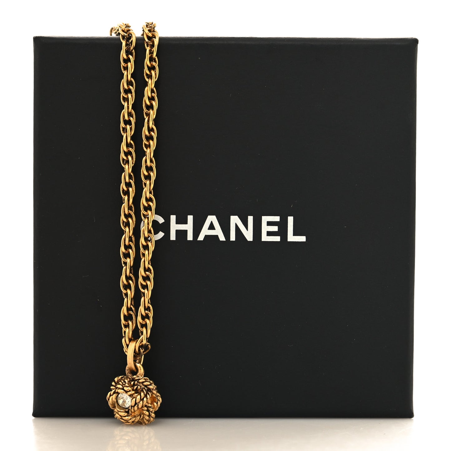 Crystal Knot Pendant Chain Necklace Gold