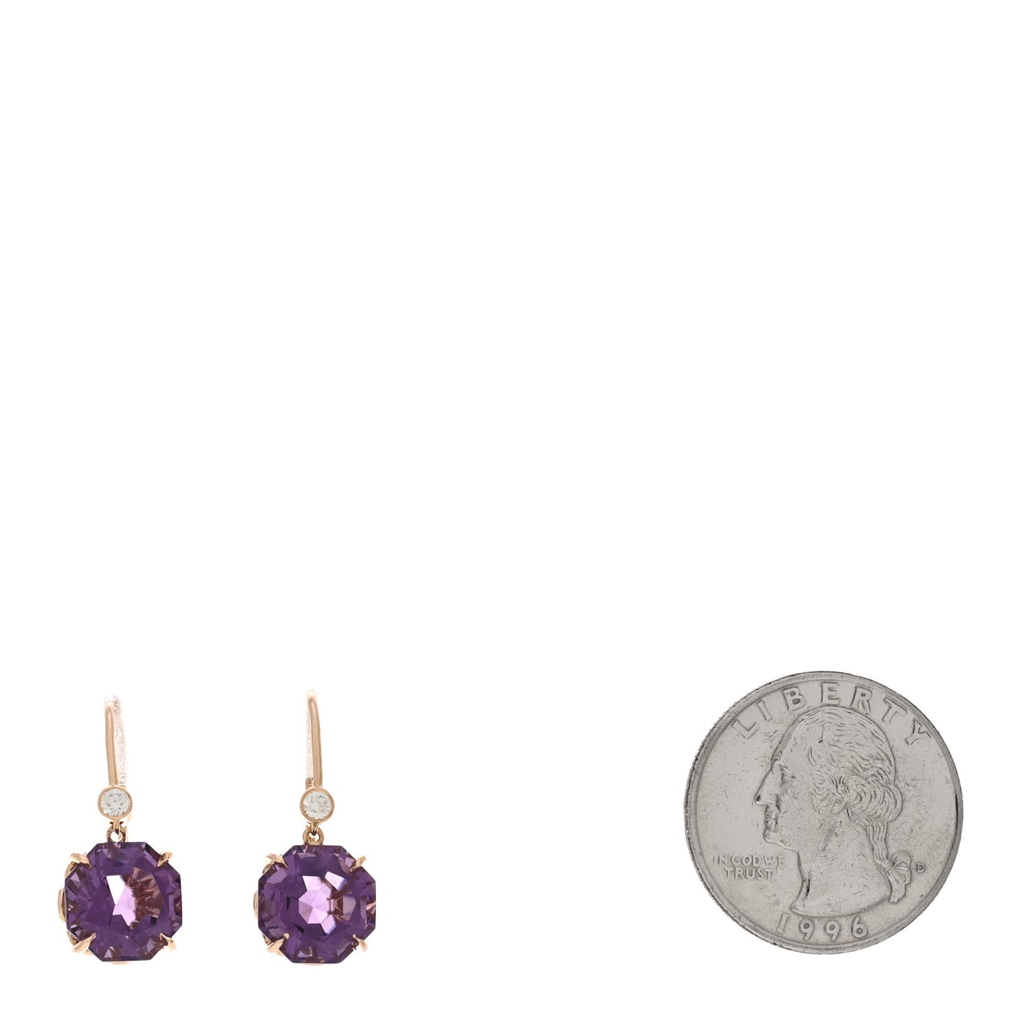 18K Rose Gold Diamond Amethyst Sparklers Drop Earrings