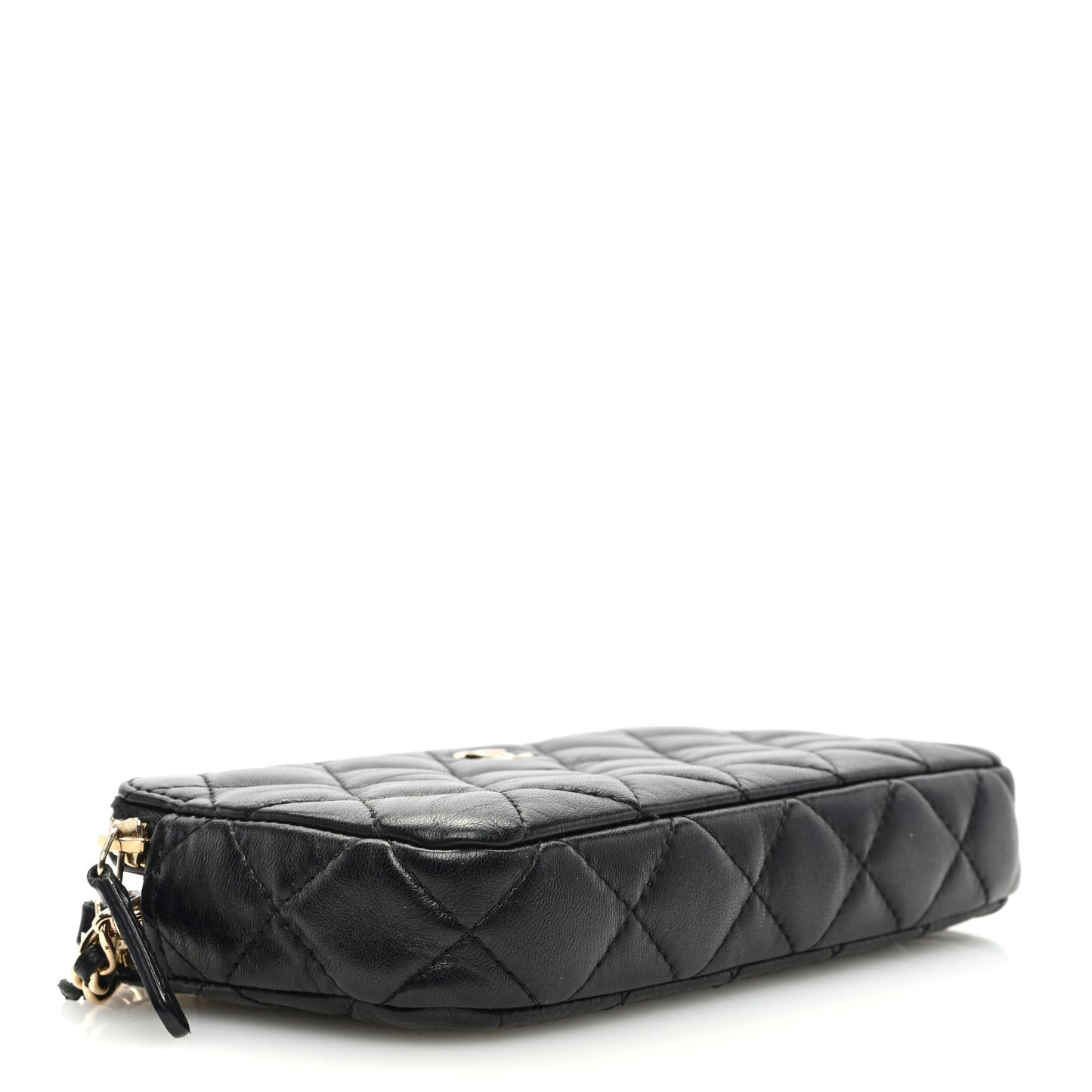 Lambskin Quilted Small Clutch With Chain Black
