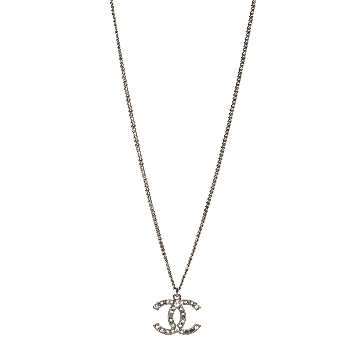 Crystal Timeless CC Necklace Ruthenium