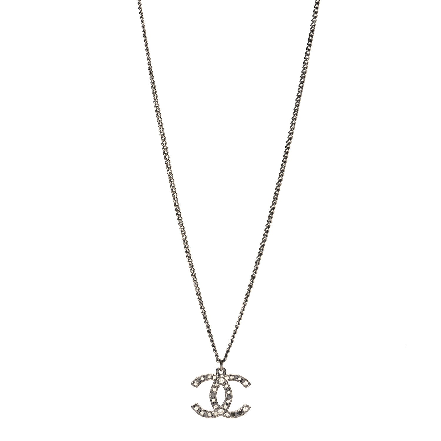 Chanel Crystal Timeless CC Necklace Ruthenium 1 of 5