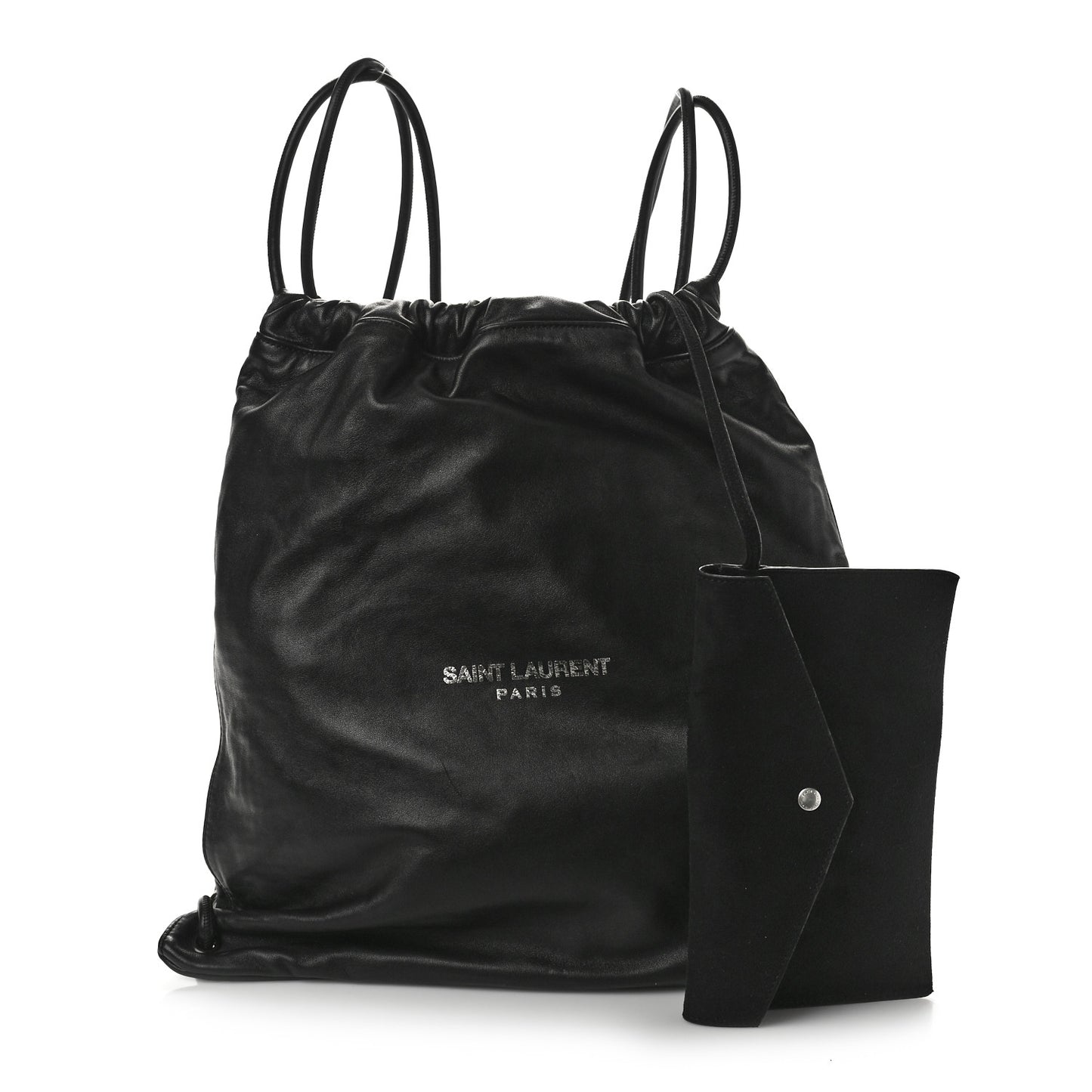 Lambskin Teddy Drawstring Bag Black
