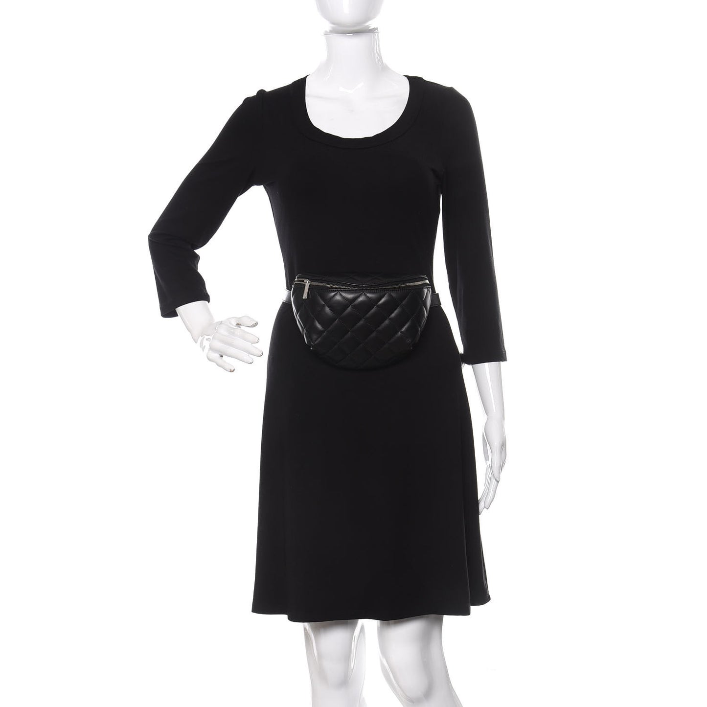 Calfskin Quilted Waist Belt Bag Black