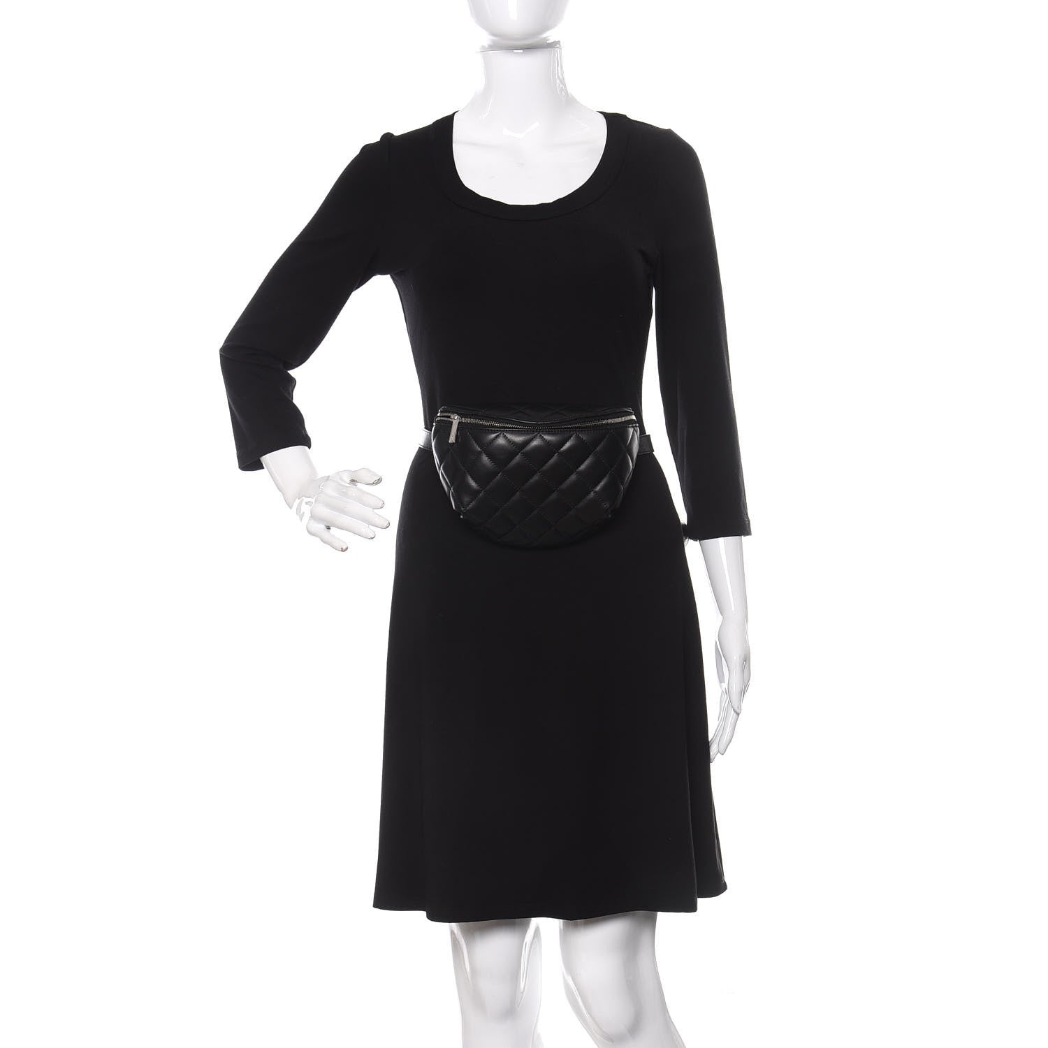 Chanel Calfskin Quilted Waist Belt Bag Black 2 of 9