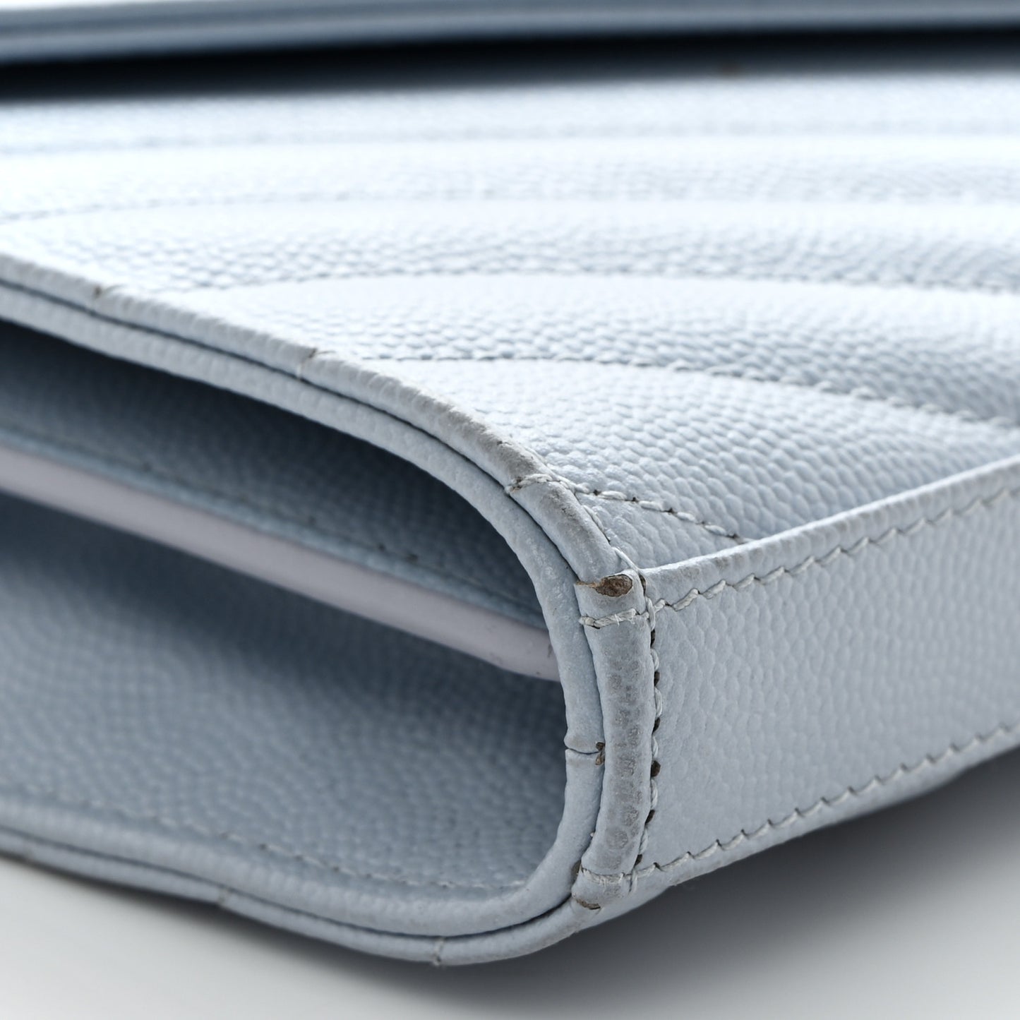 Grain De Poudre Matelasse Chevron Monogram Chain Wallet Sugar Paper