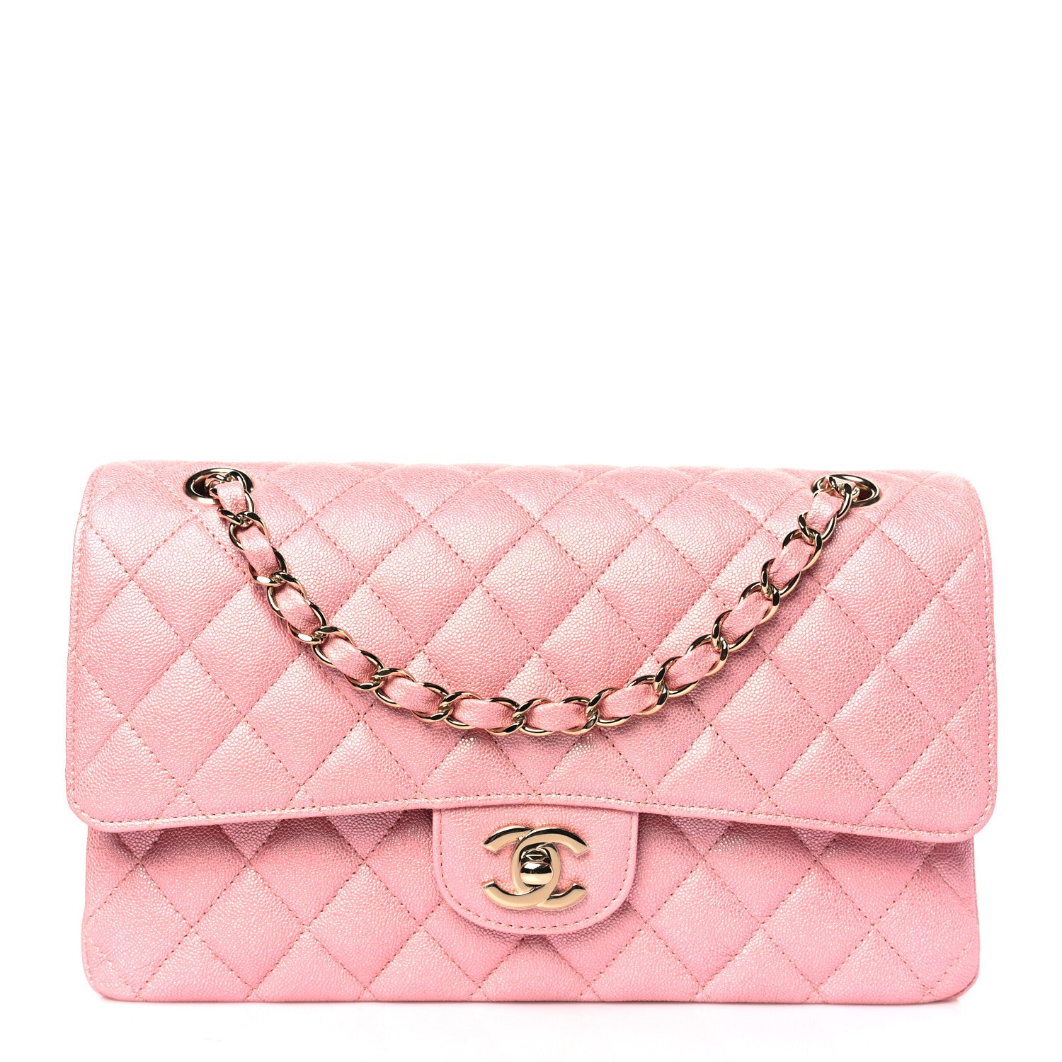 Chanel Iridescent Caviar Quilted Medium Double Flap Rose Pink 1 of 10