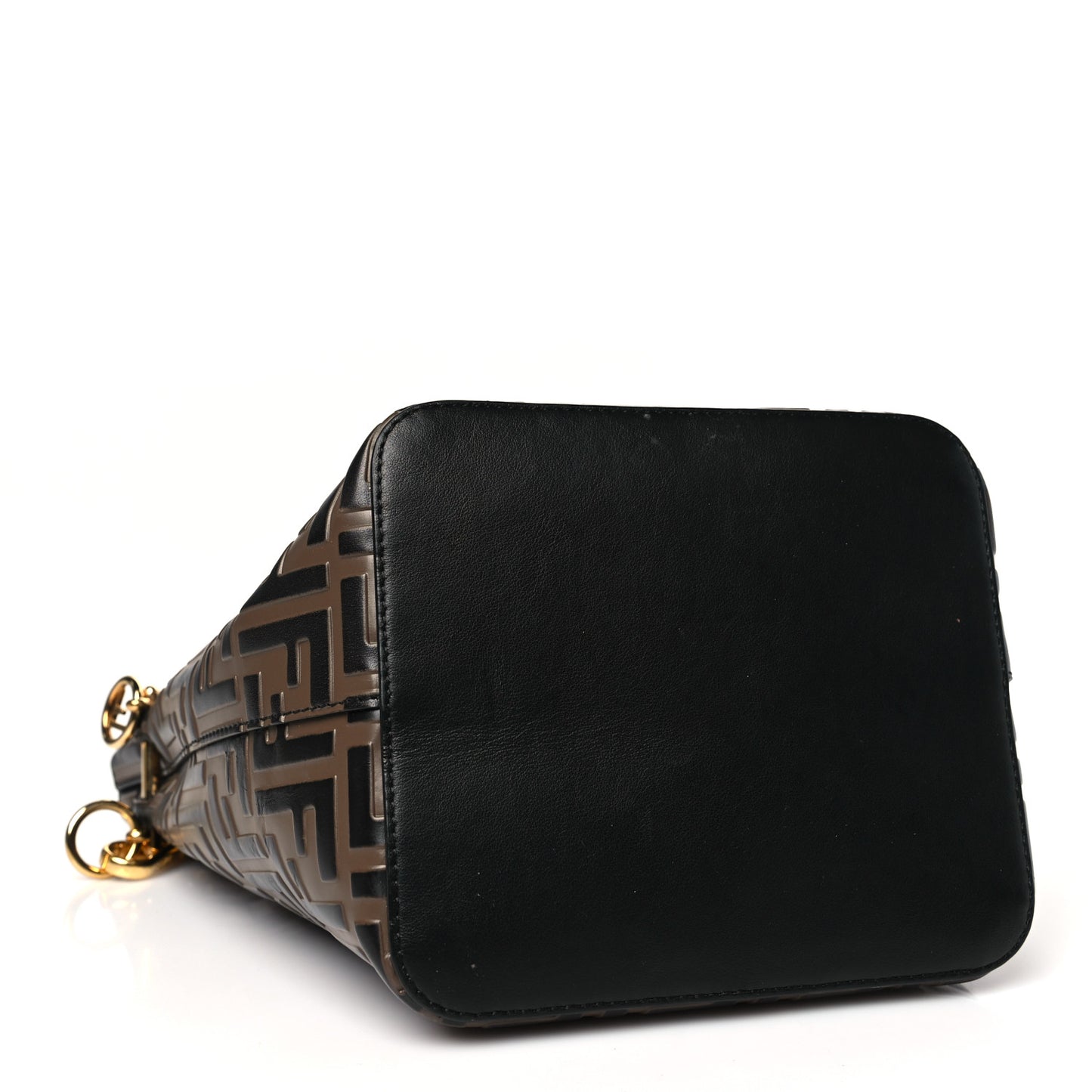 Vitello Grace F is Fendi Bi-Color FF 1974 Embossed Grande Mon Tresor Bucket Bag Maya Black Fragola
