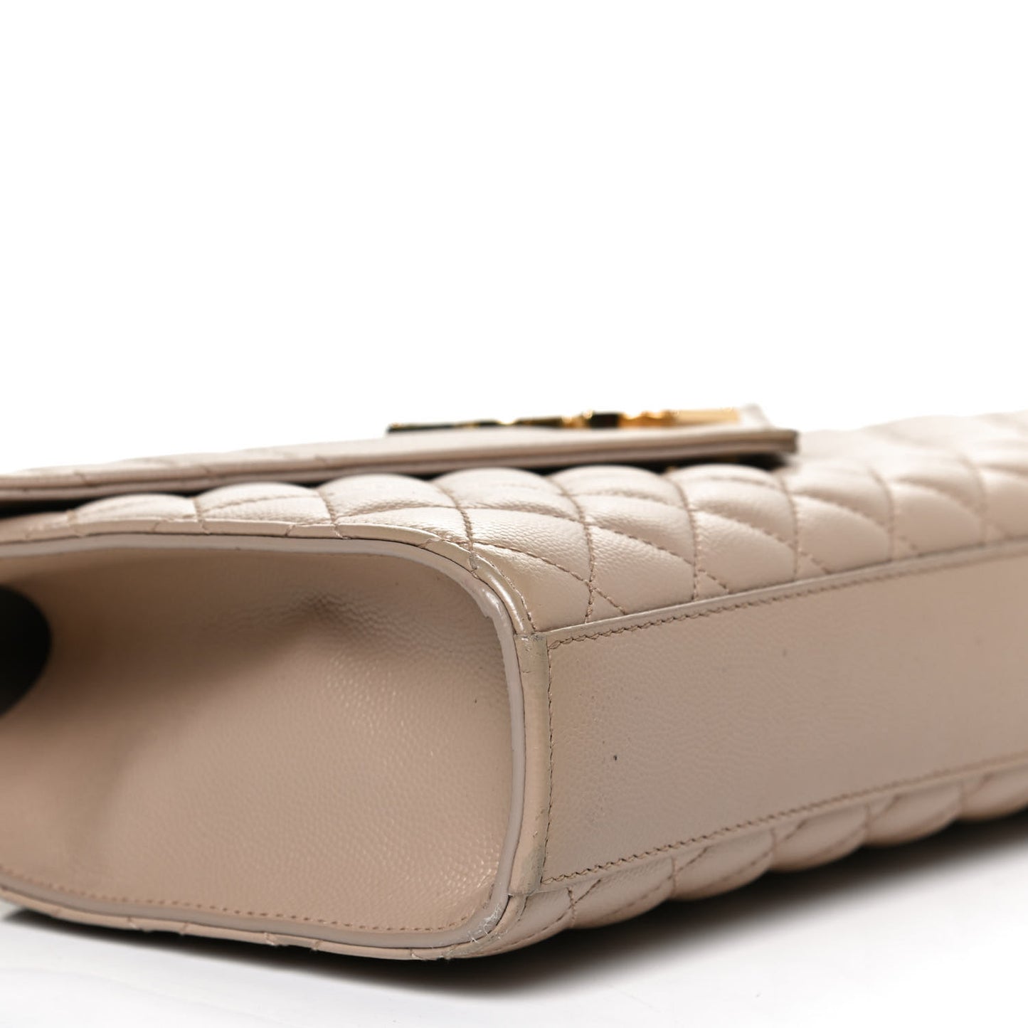 Grain De Poudre Textured Mixed Matelasse Medium Triquilt Monogram Satchel Dark Beige
