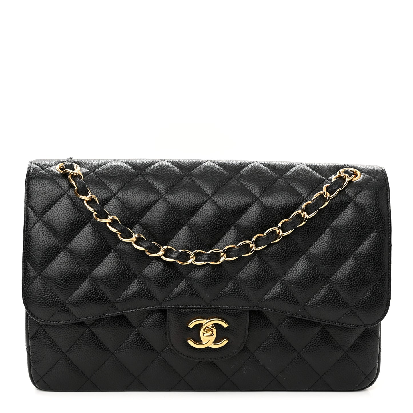 Caviar Quilted Jumbo Double Flap Black