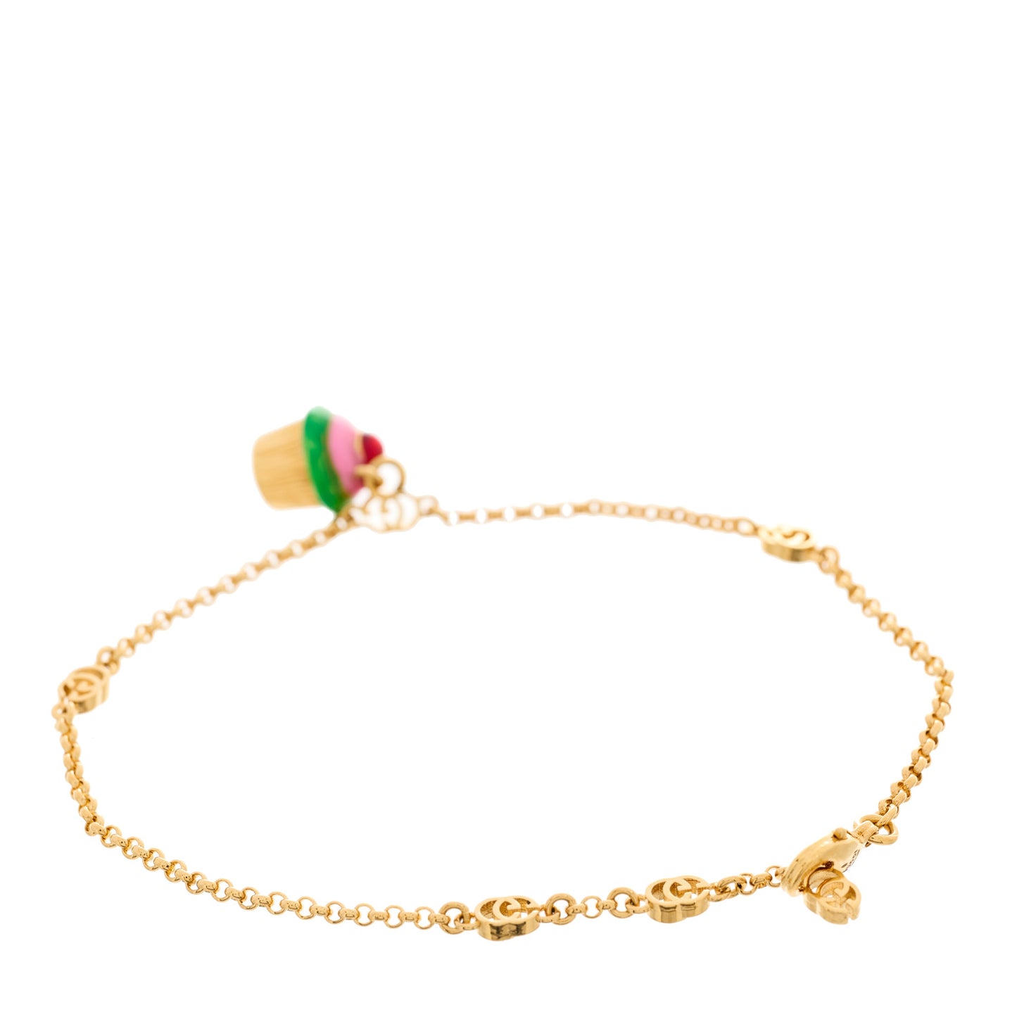 Metal Interlocking G Cupcake Charm Bracelet Gold Multicolor