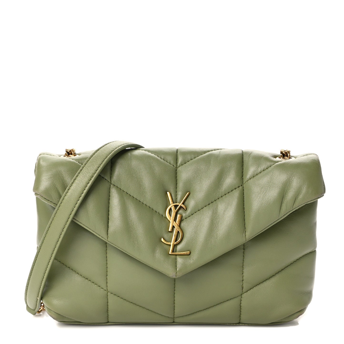 Lambskin Quilted Toy Loulou Puffer Monogram Chain Satchel Light Pistache