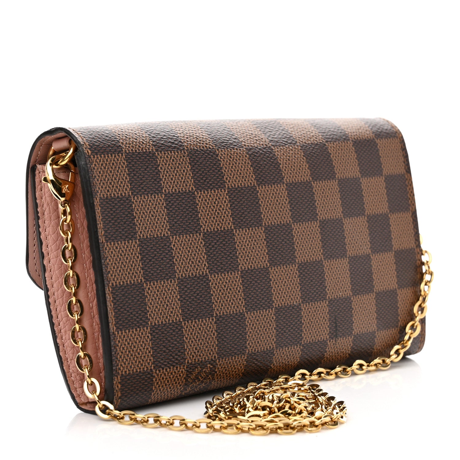 Louis Vuitton Damier Ebene Croisette Chain Wallet Rose Ballerine 3 of 10