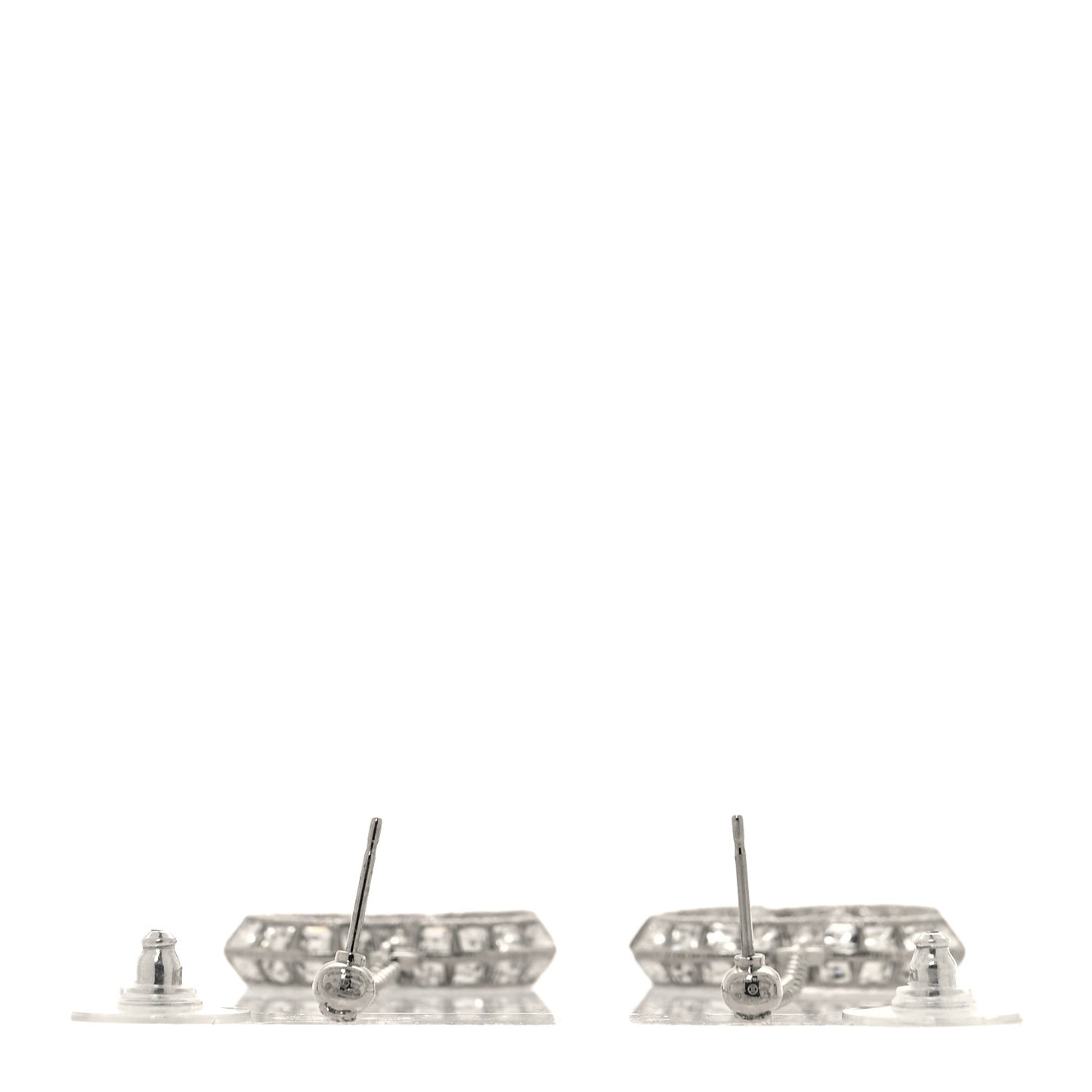 Baguette Crystal CC Drop Earrings Silver
