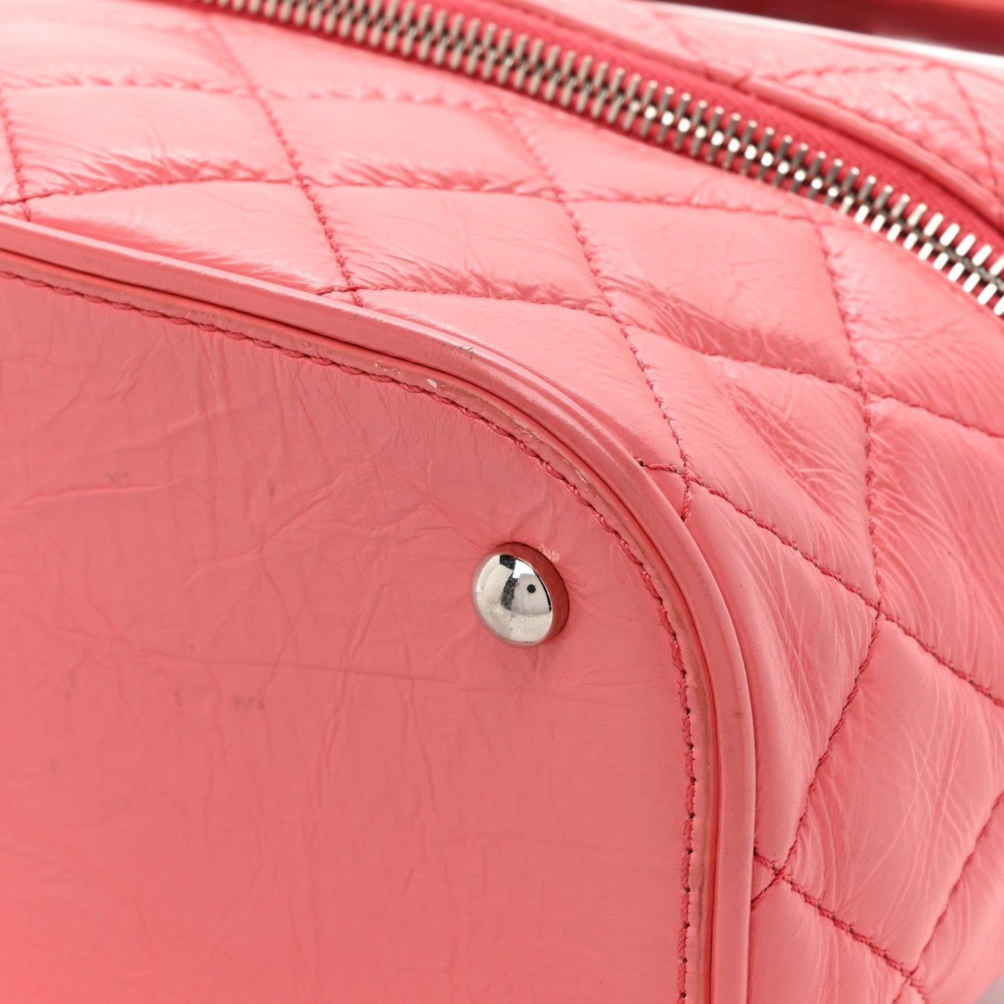 Crumpled Calfskin PVC Quilted Flap Pink