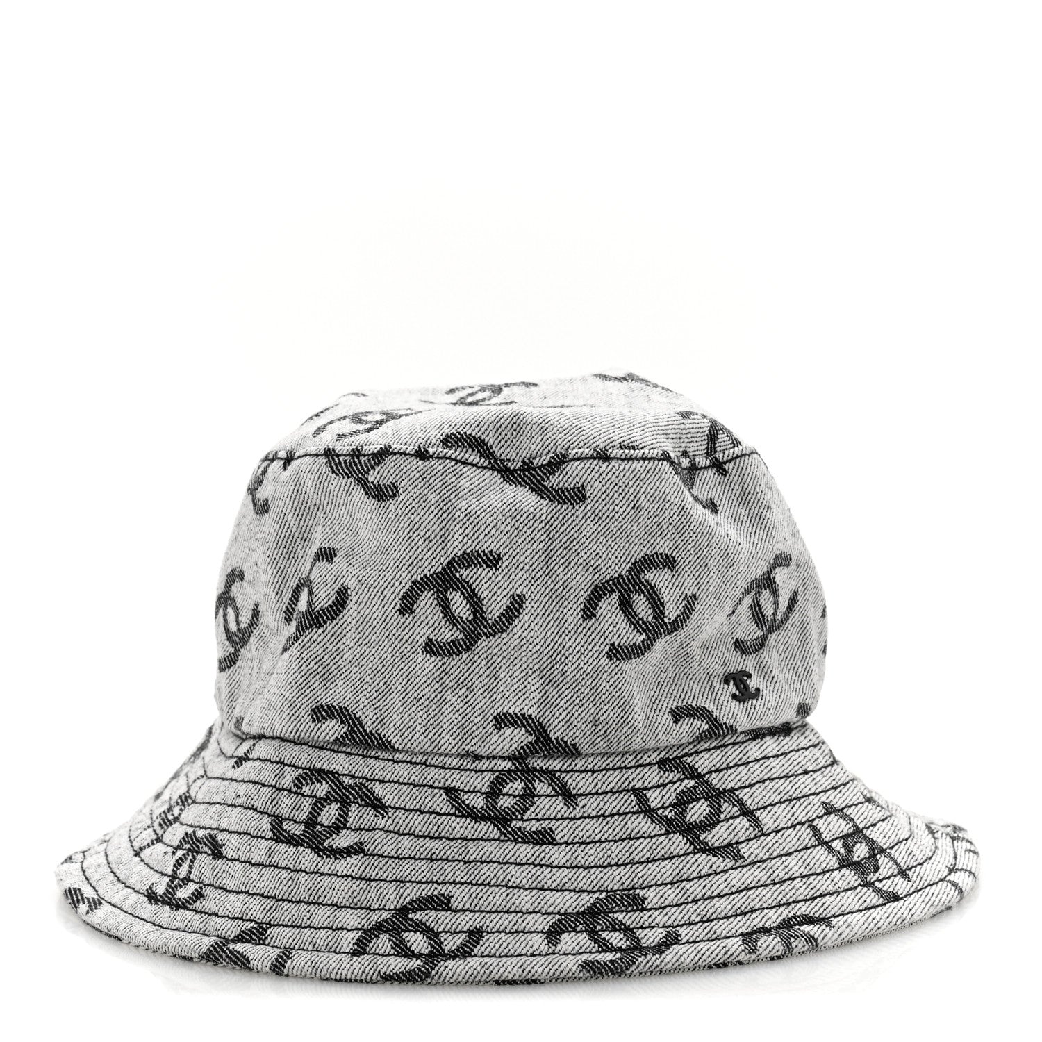 Chanel Denim CC Bucket Hat M White Black 3 of 11