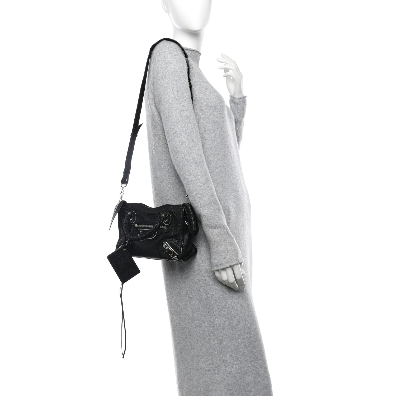 Balenciaga Chevre Silver Metallic Edge Hardware Mini City Black 2 of 11