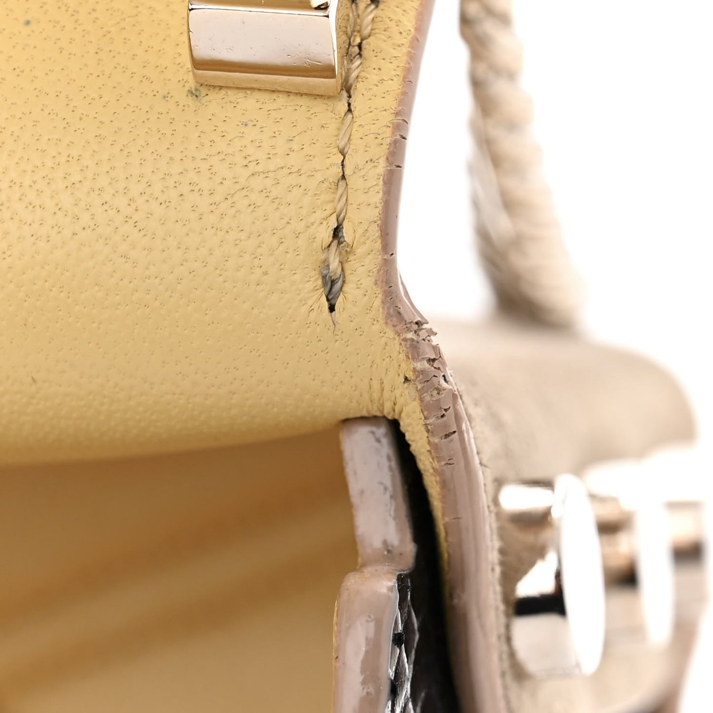 Suede Snakeskin Embroidered Palm Lockett Petite Shoulder Bag Light Khaki Buttercup