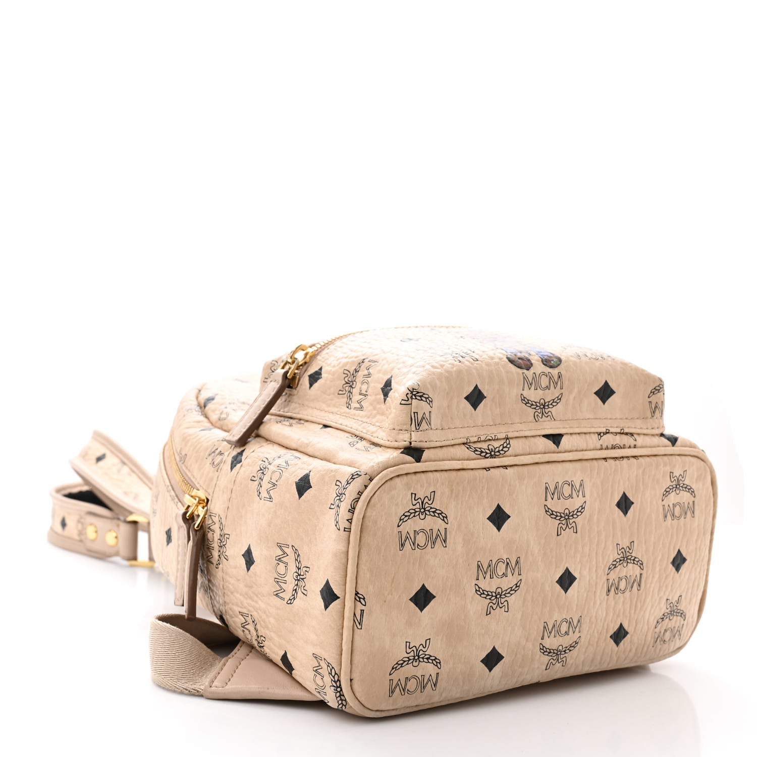 MCM Visetos Small Stark Rabbit Backpack Beige 4 of 11
