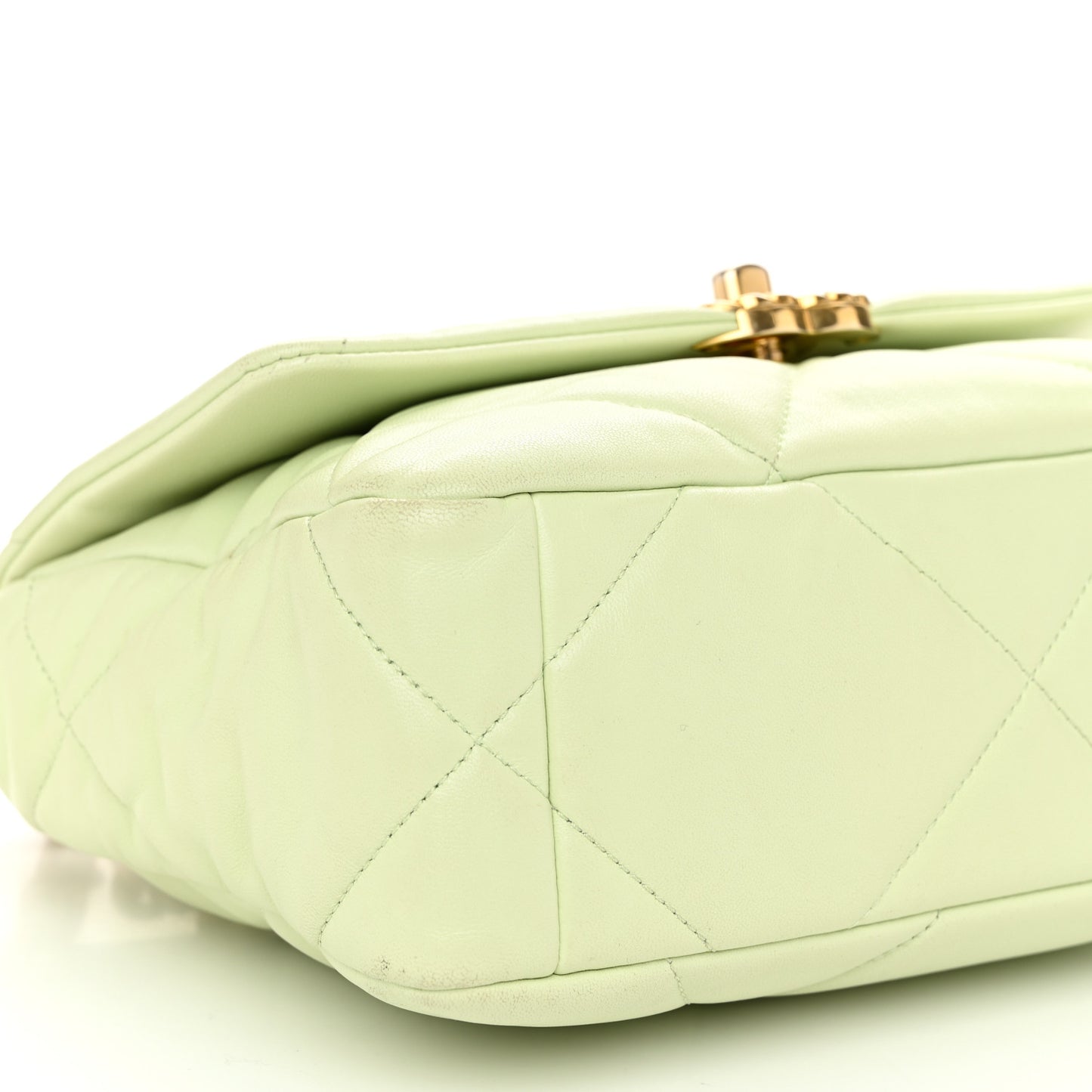 Lambskin Quilted Medium Chanel 19 Flap Light Green