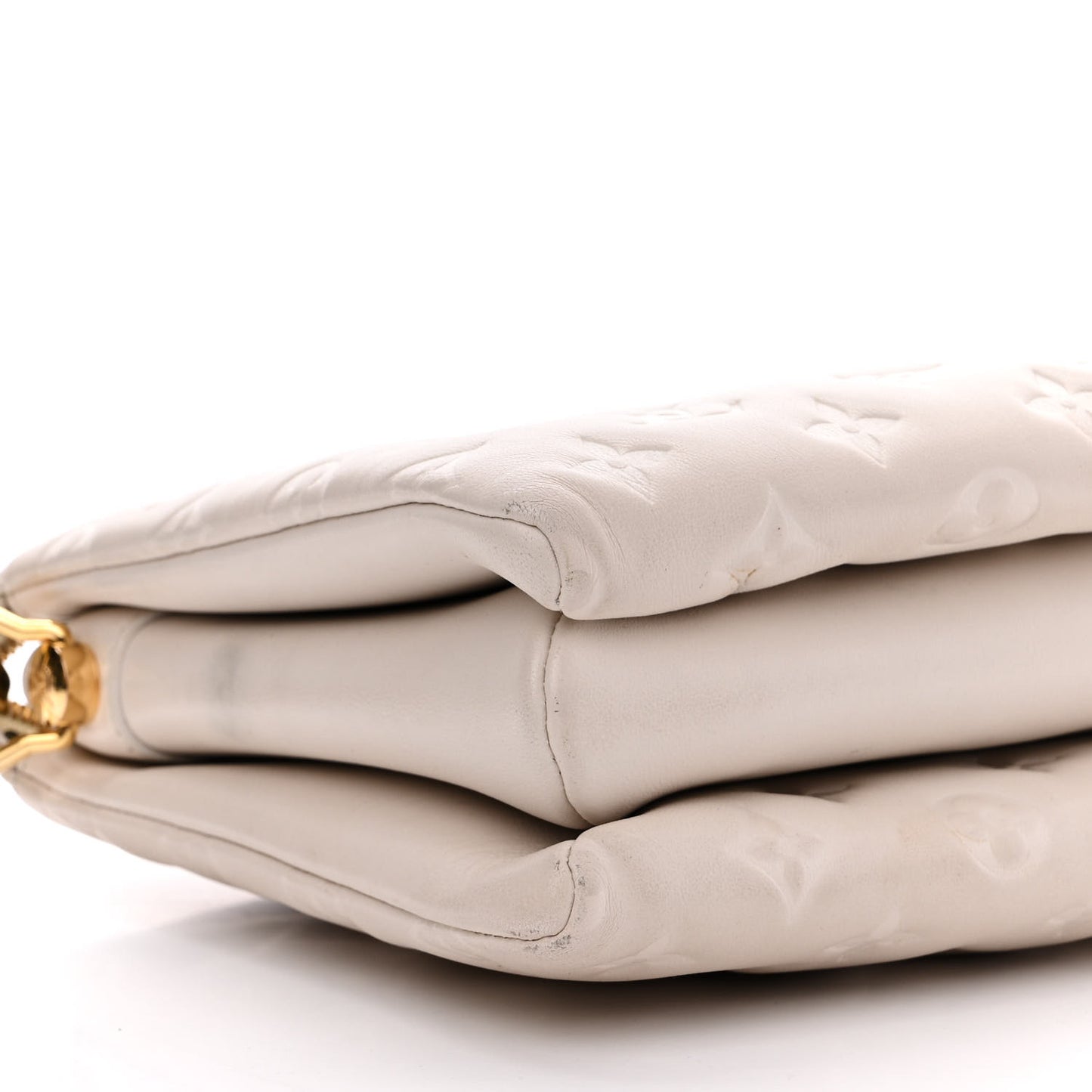 Lambskin Embossed Monogram Coussin PM Beige Cream