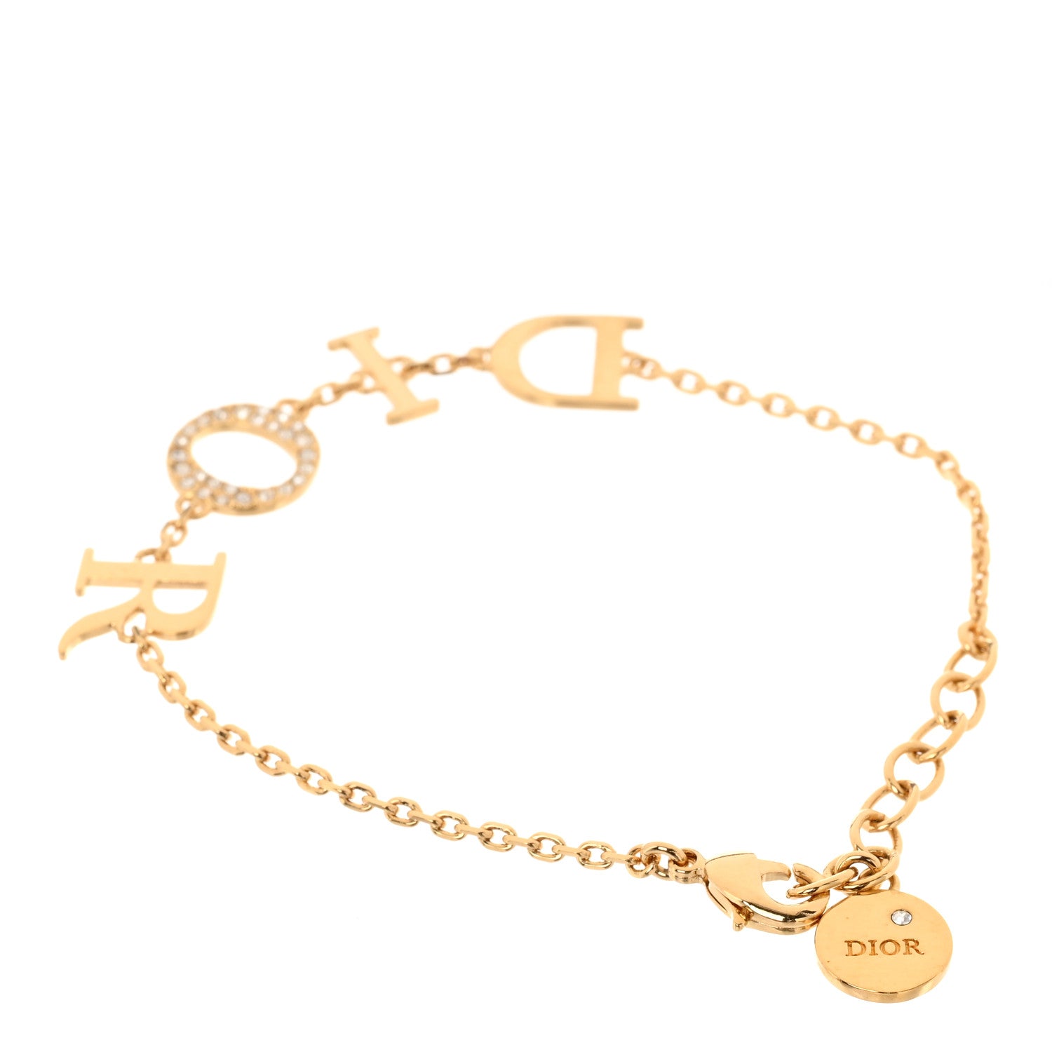 Christian Dior Metal Crystal Letters Bracelet Gold 3 of 5