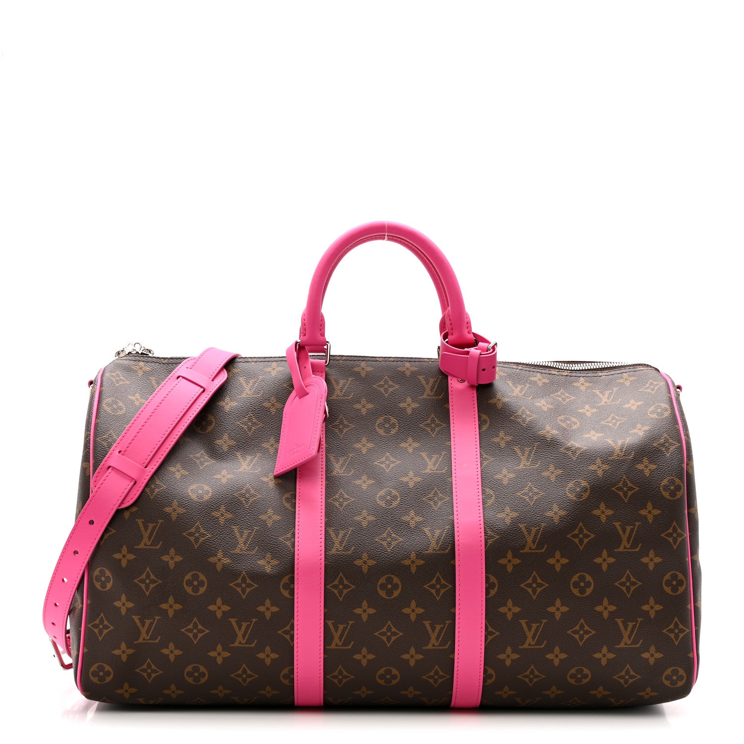 Louis Vuitton Monogram Macassar Keepall Bandouliere 50 Fuchsia