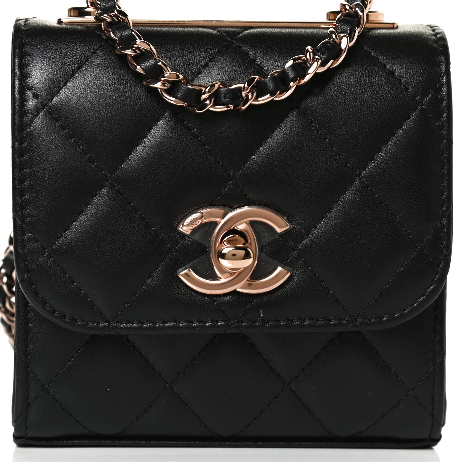 Chanel Lambskin Quilted Mini Trendy CC Chain Wallet Black 7 of 11