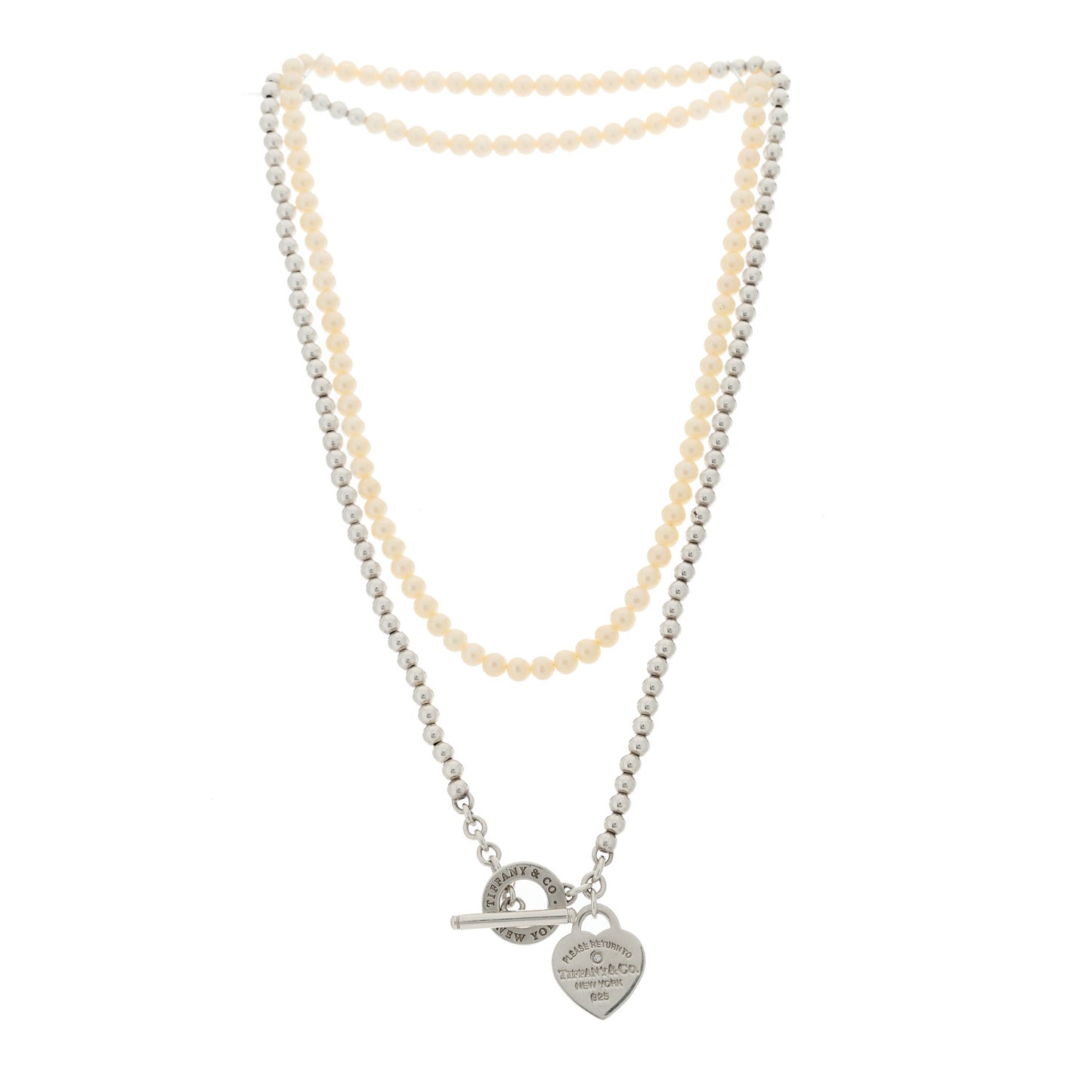 Sterling Silver Diamond Cultured Pearl Return to Tiffany Wrap Necklace