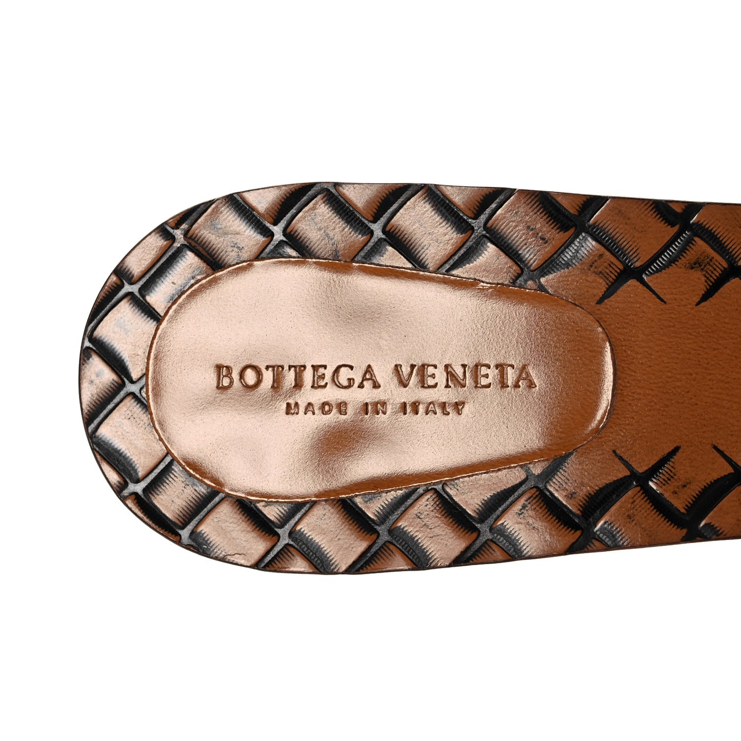 Nappa Intrecciato Patent Ravello Buckle Mule Sandals 38.5 Black White