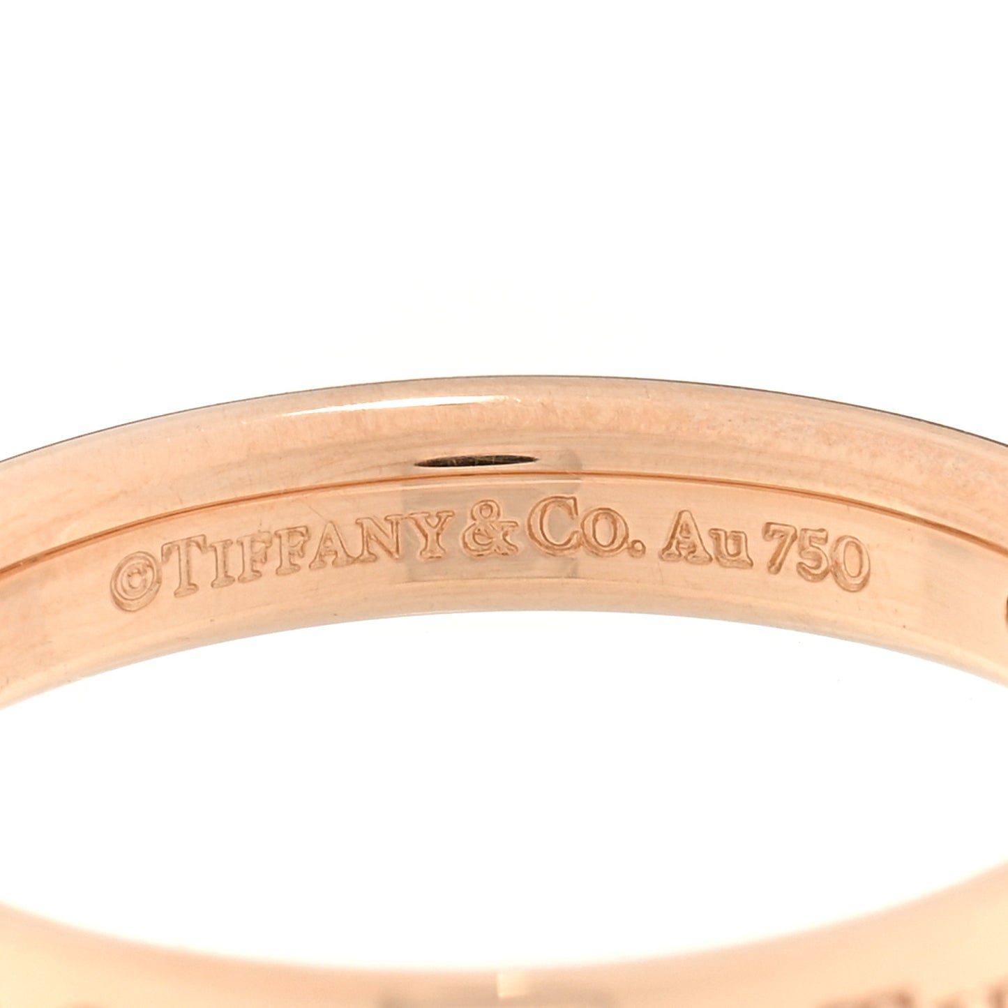 18K Rose Gold Diamond 3mm Logo Band Ring 51 5.75