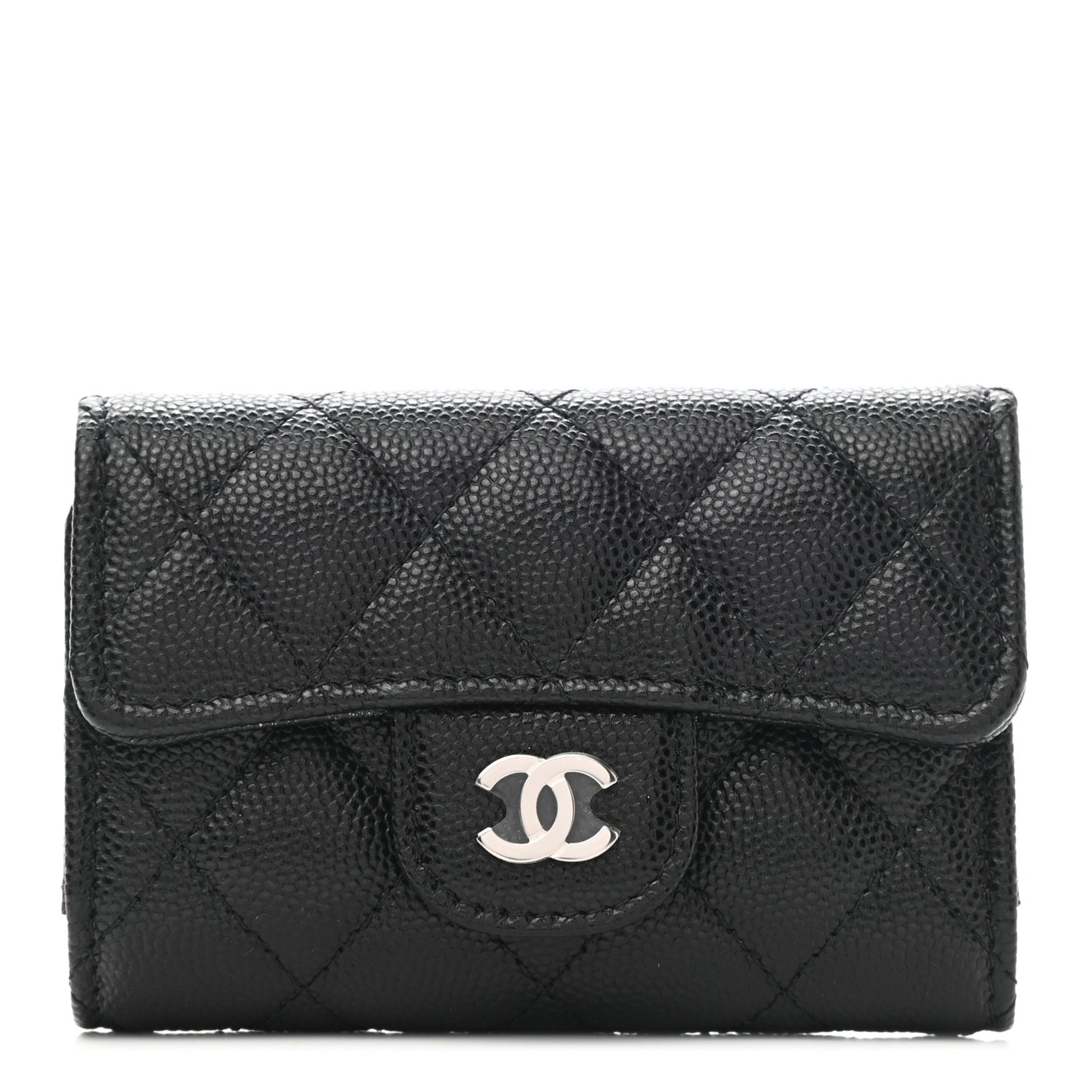 Caviar Quilted Classic 4 Key Holder Wallet Black