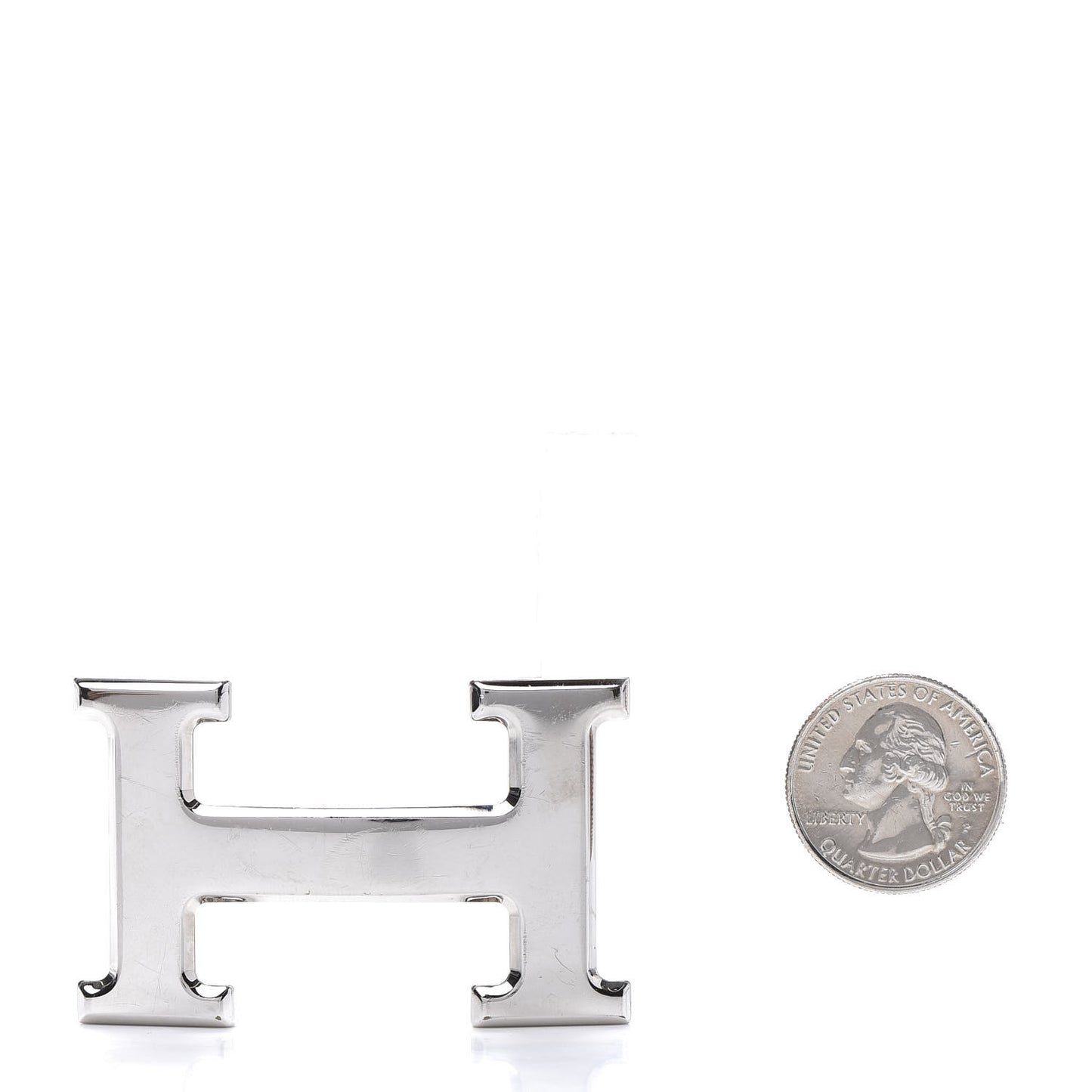 Polished Palladium 32mm H Belt Buckle Silver