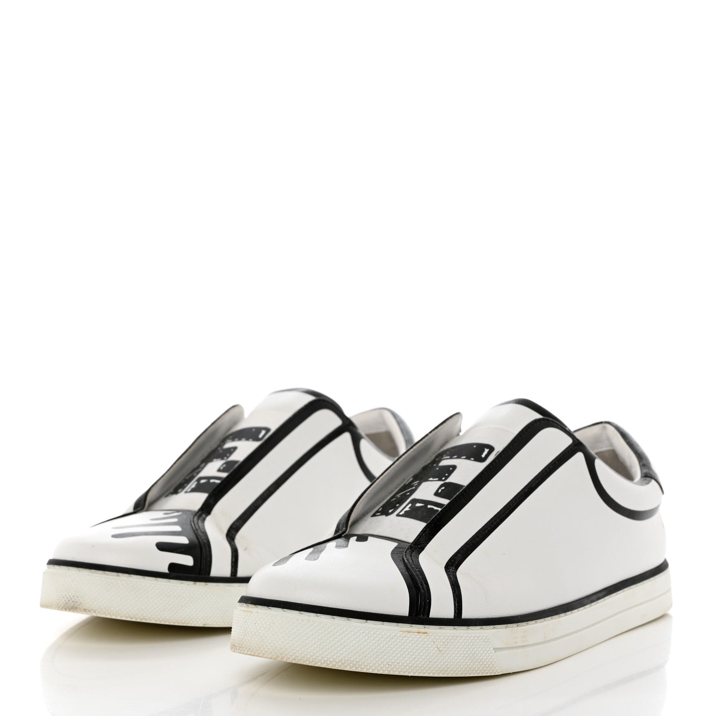 X JOSHUA VIDES Nappa Rockoclick Slip On Sneakers 37 Snow White Black