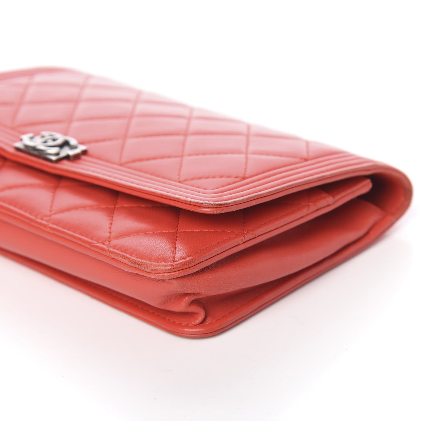 Lambskin Quilted Boy Wallet On Chain WOC Red