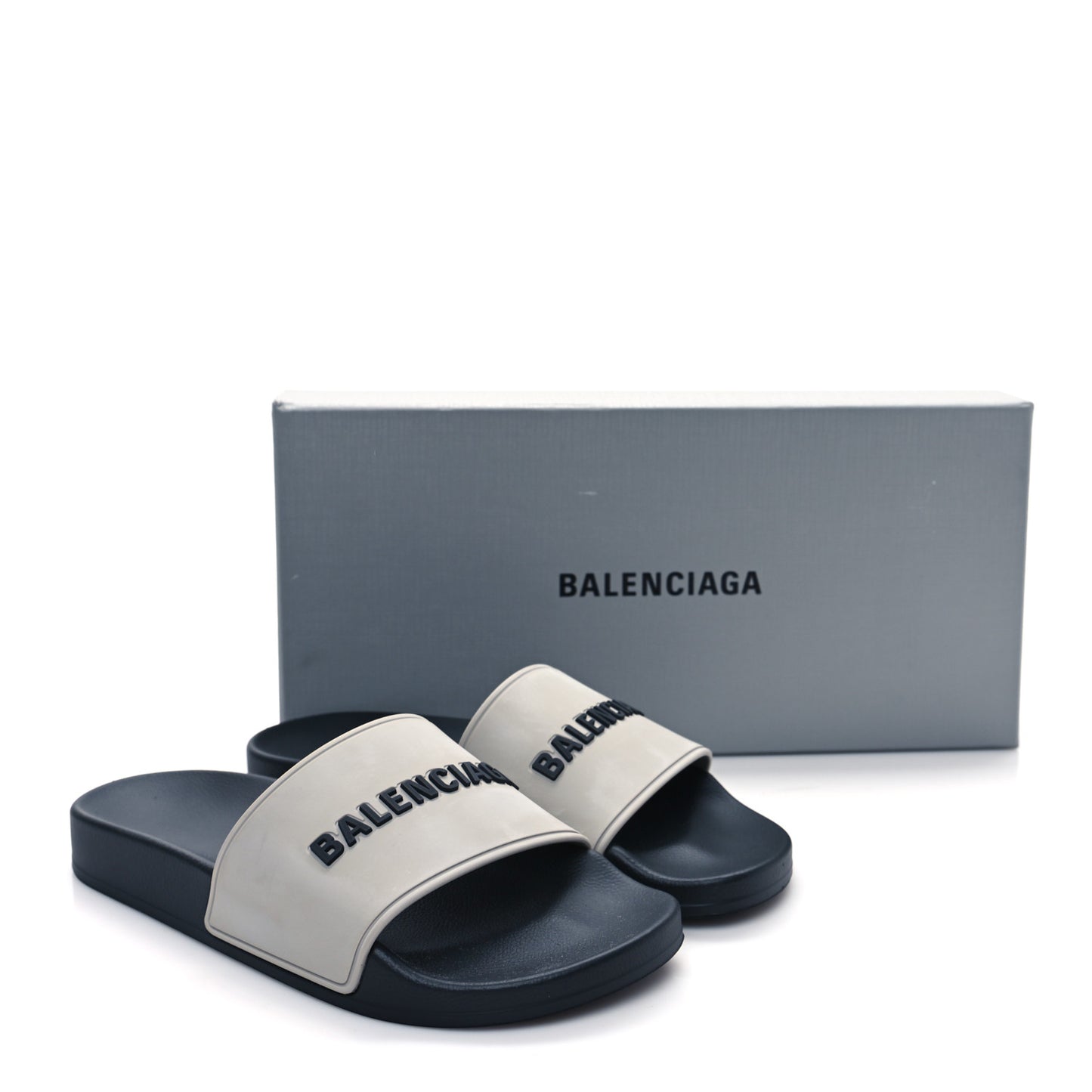 Rubber Womens Logo Pool Slide Sandals 37 Black Grey