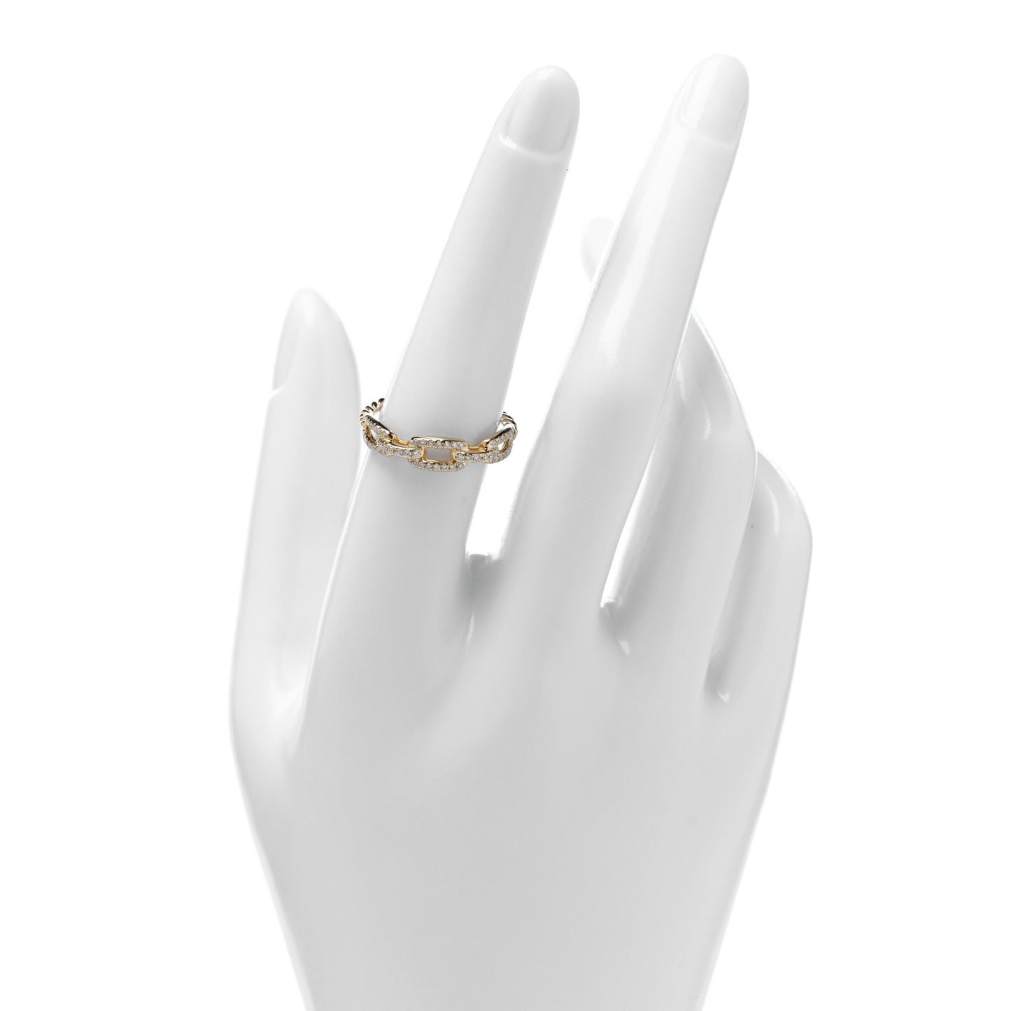 18K Yellow Gold Diamond 4.5mm Stax Single Row Chain Link Ring 54 7