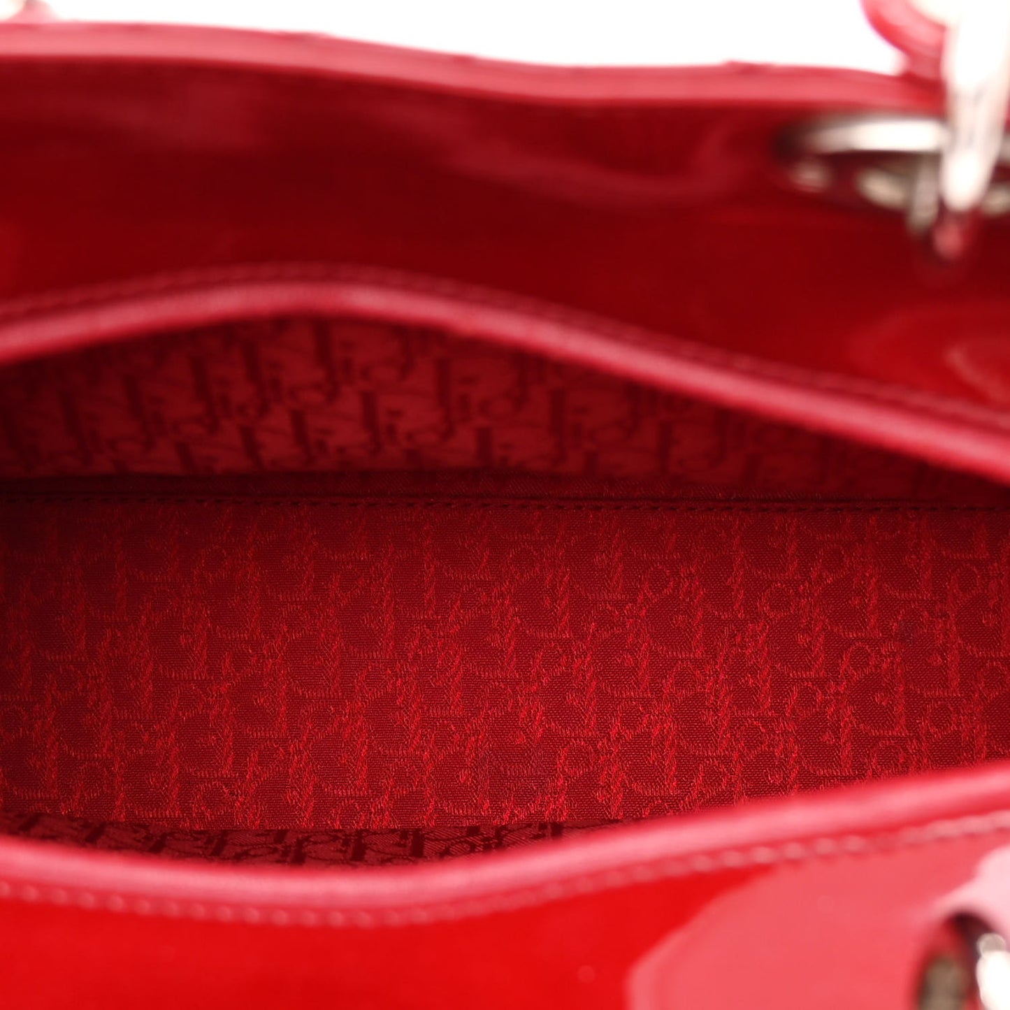 Patent Cannage Large Lady Dior Red