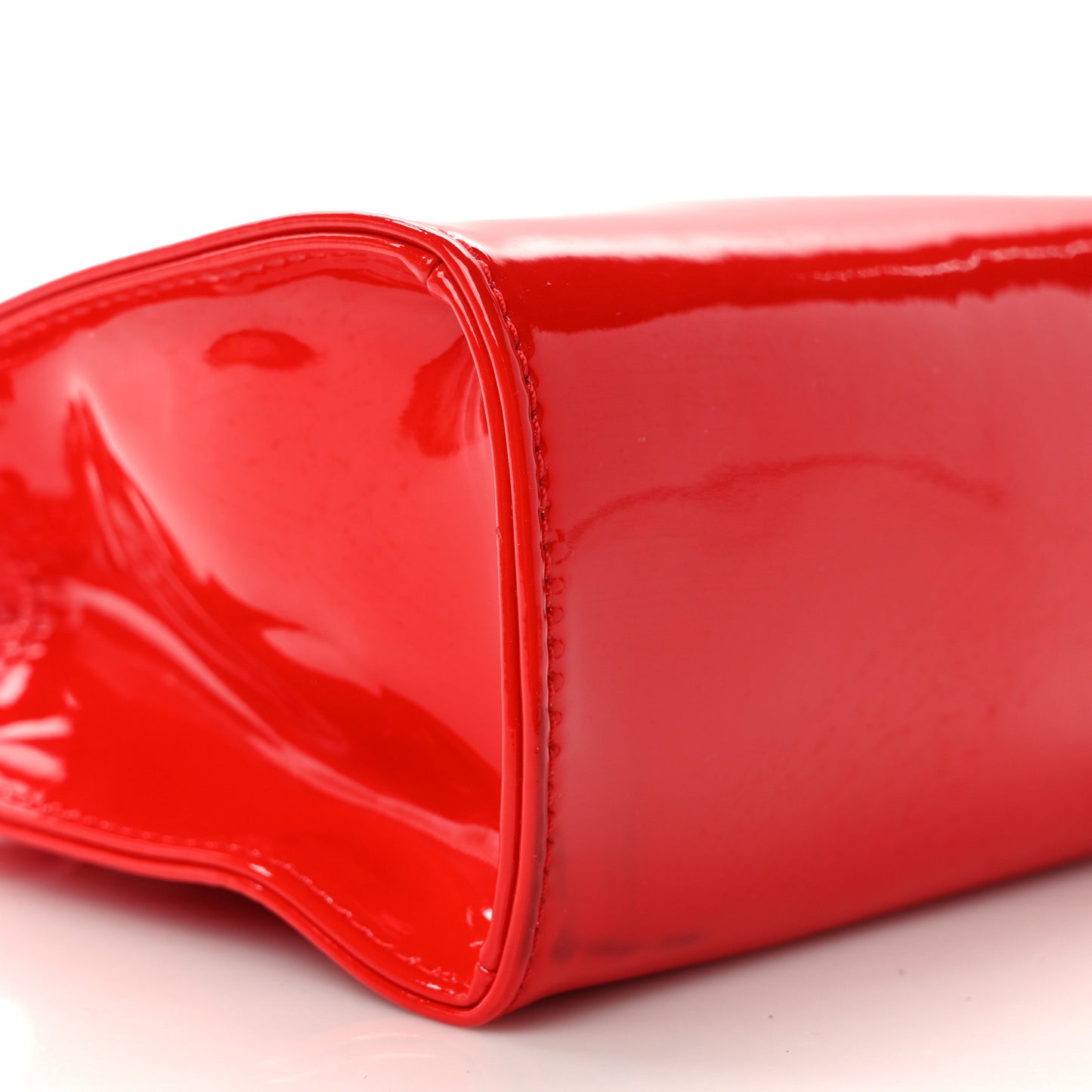Patent Vegan Leather Small Shopping Bag Red