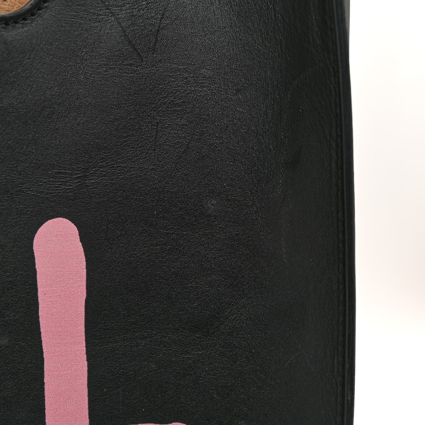 Calfskin GucciGhost Real Medium XL Tote Black Pink