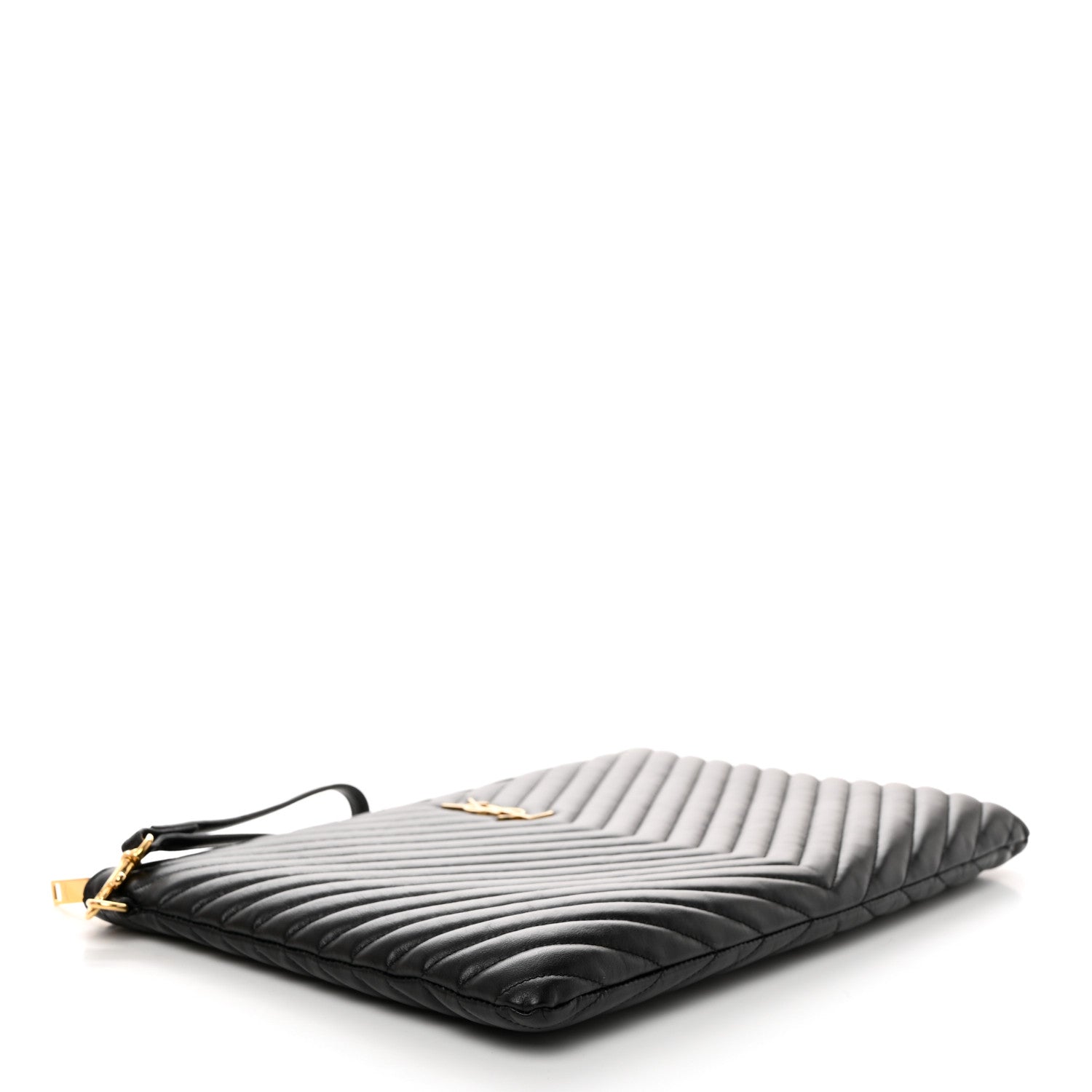 Saint Laurent Calfskin Matelasse Monogram Cassandre Tablet Pouch Black 4 of 8