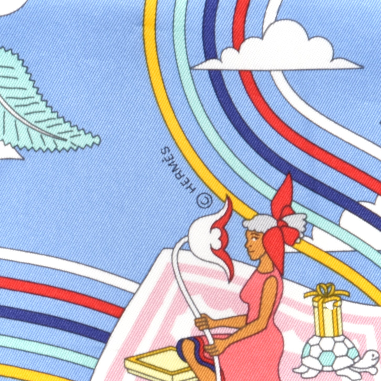 Hermes Silk Carres Volants Scarf 70 Bleu Myosotis White 4 of 5