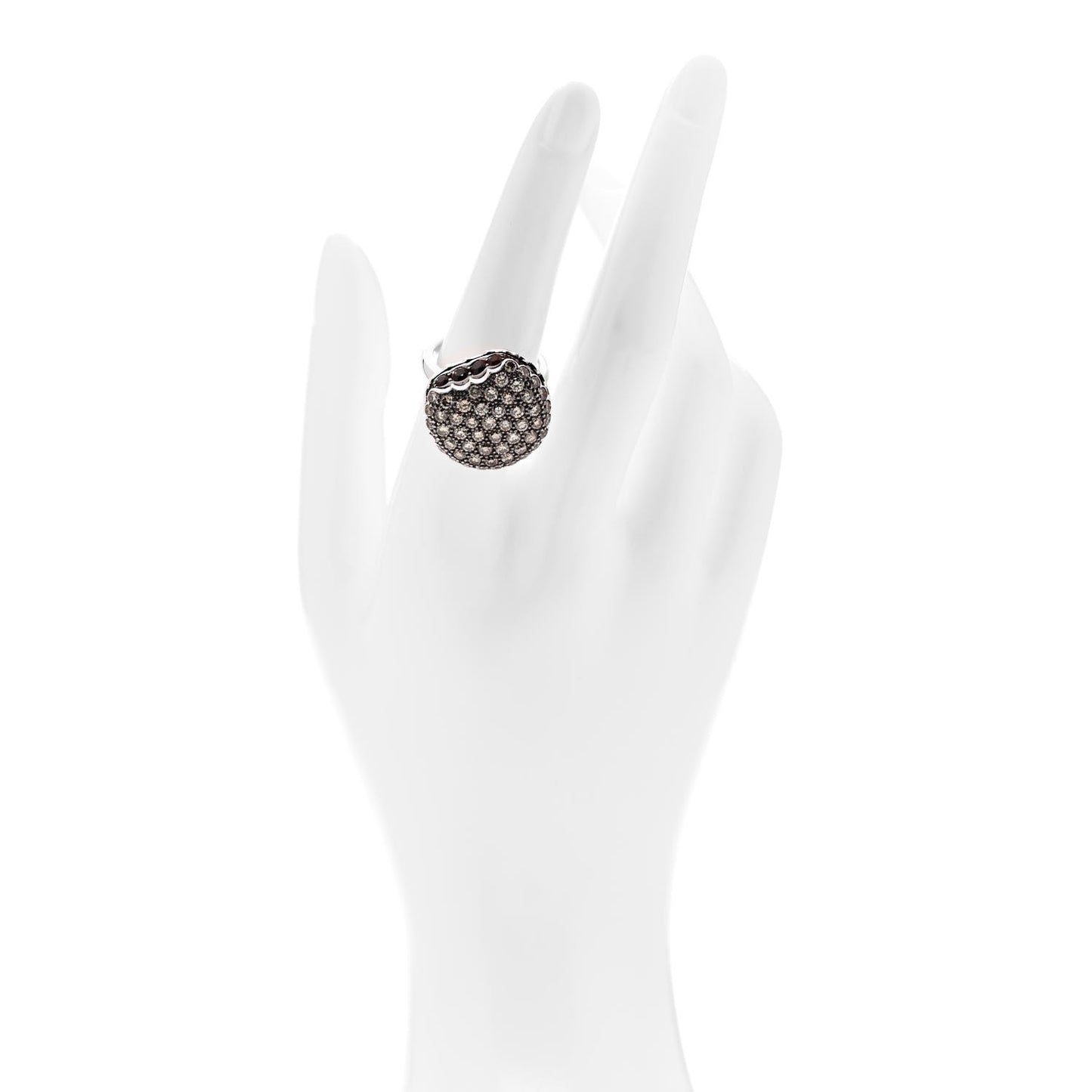 18K White Gold Brown Diamond Garnet Macaron Ring 54 6.75