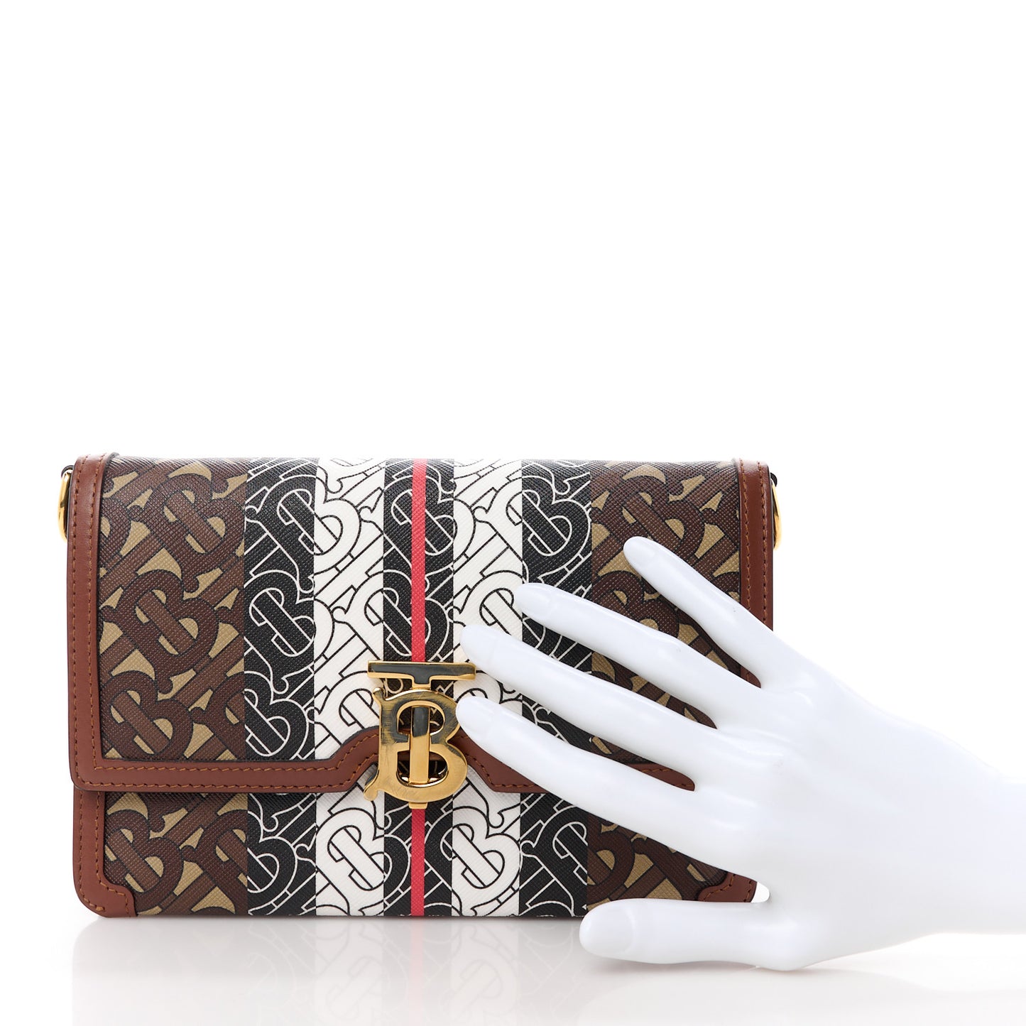 E-Canvas Monogram Stripe Small TB Bag Bridle Brown