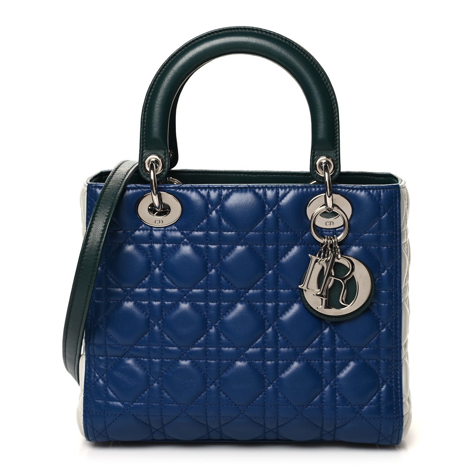 Christian Dior Lambskin Cannage Medium Tri-Color Lady Dior Blue Celeste Deep Green 1 of 11