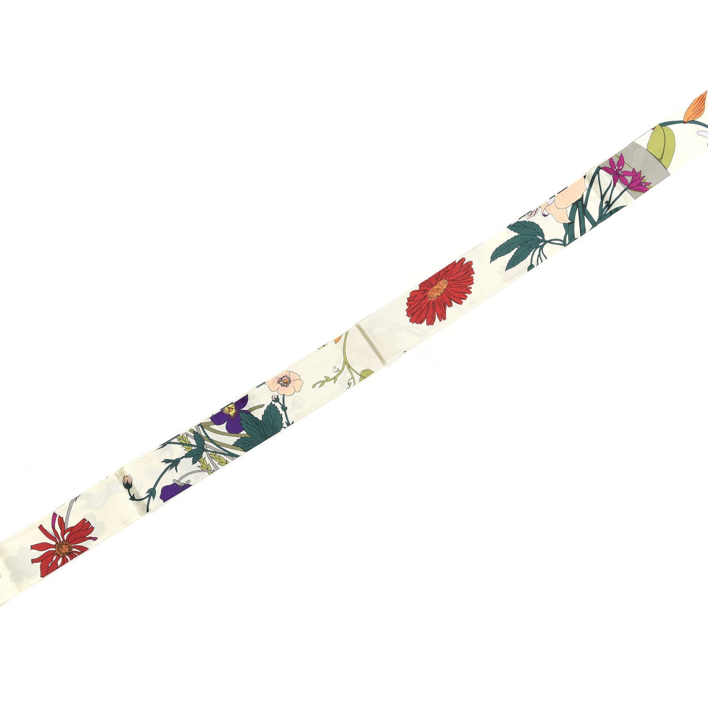 Silk Twill Flora Neck Bow White Multicolor