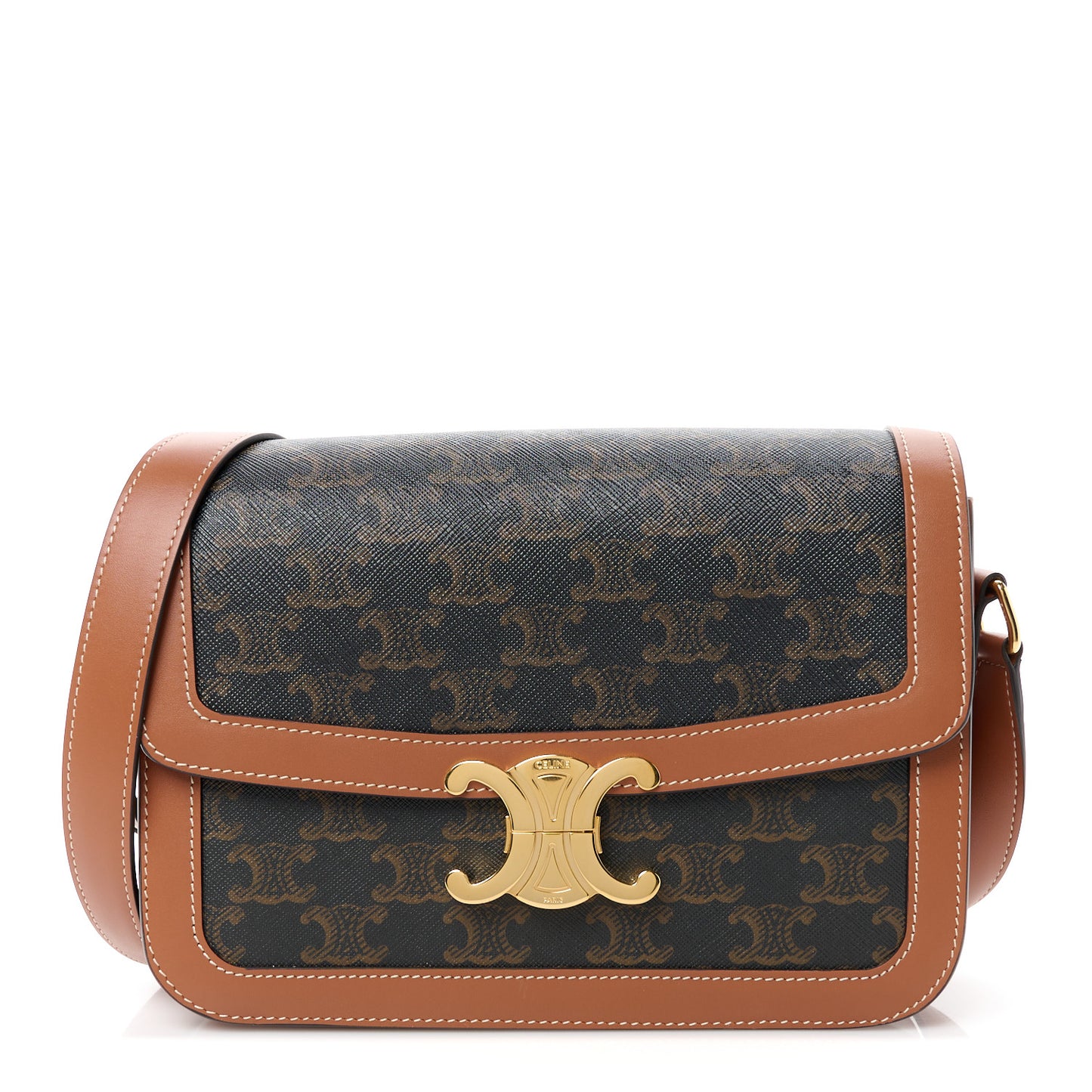 Triomphe Canvas Calfskin Medium Triomphe Bag Tan